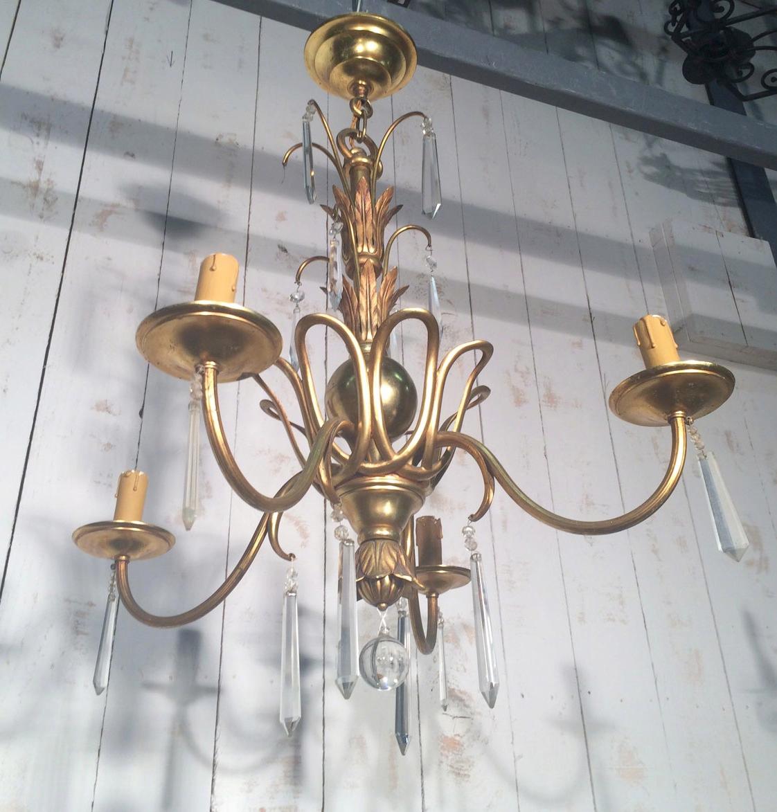 Lampadario in bronzo e cristallo nello stile della Maison Baguès in vendita 12