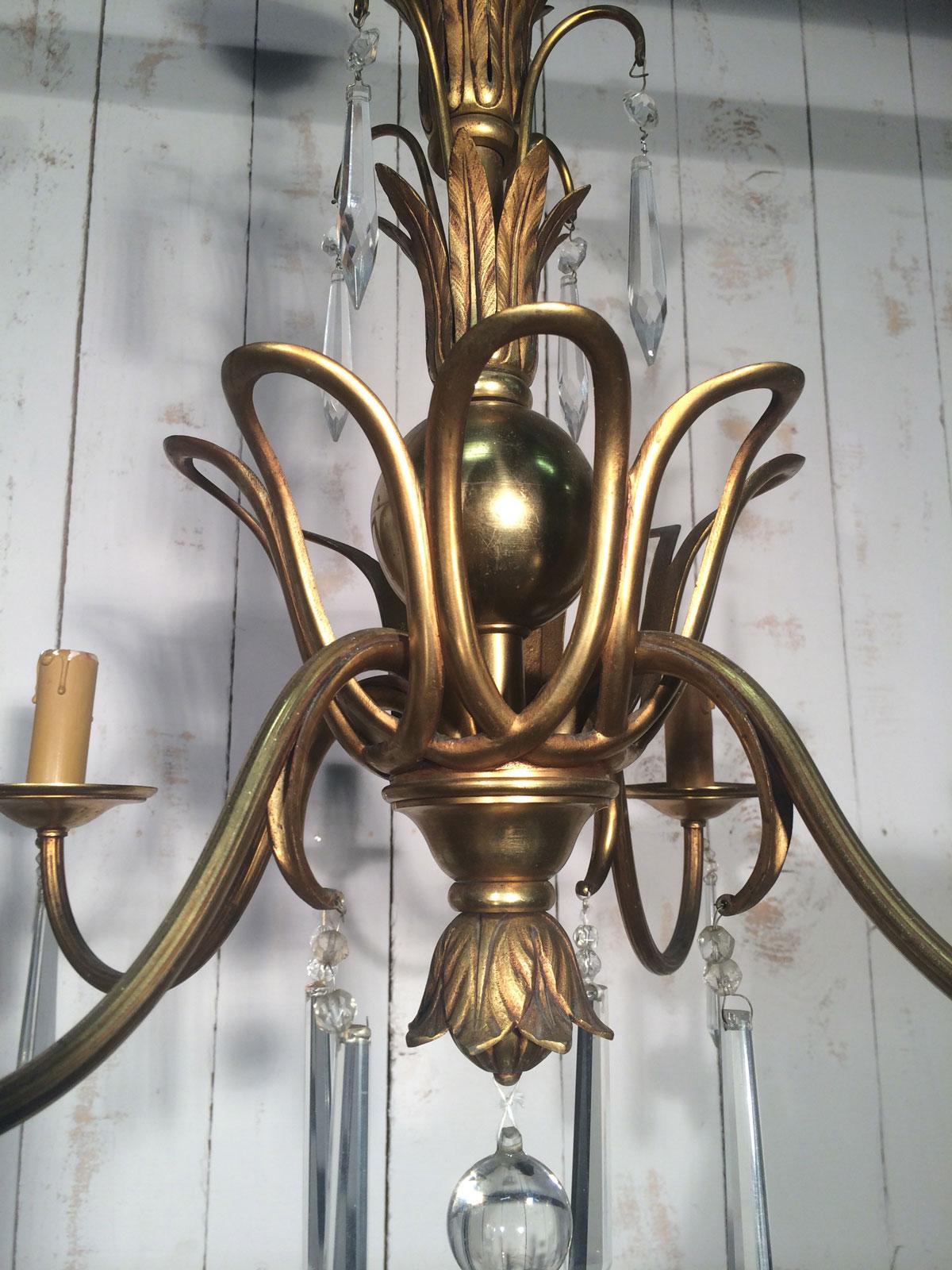 Bronze and Crystal Chandelier in the Style of Maison Baguès For Sale 14