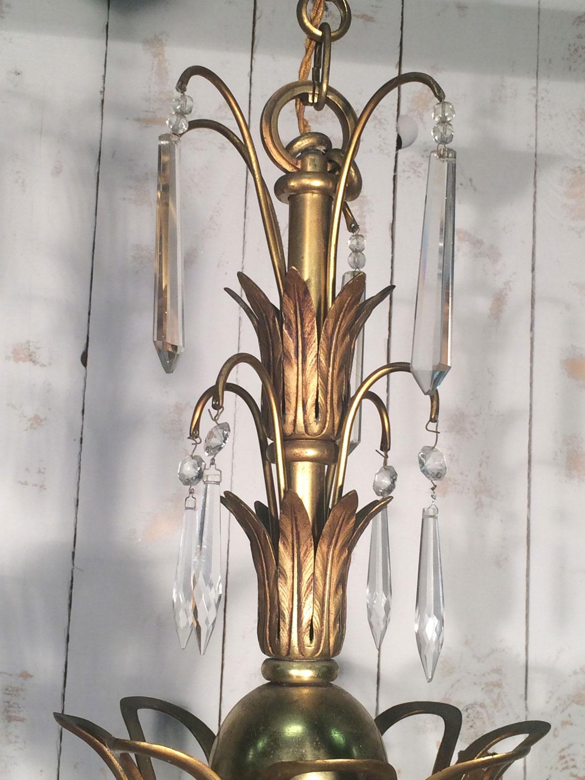 Bronze and Crystal Chandelier in the Style of Maison Baguès For Sale 2