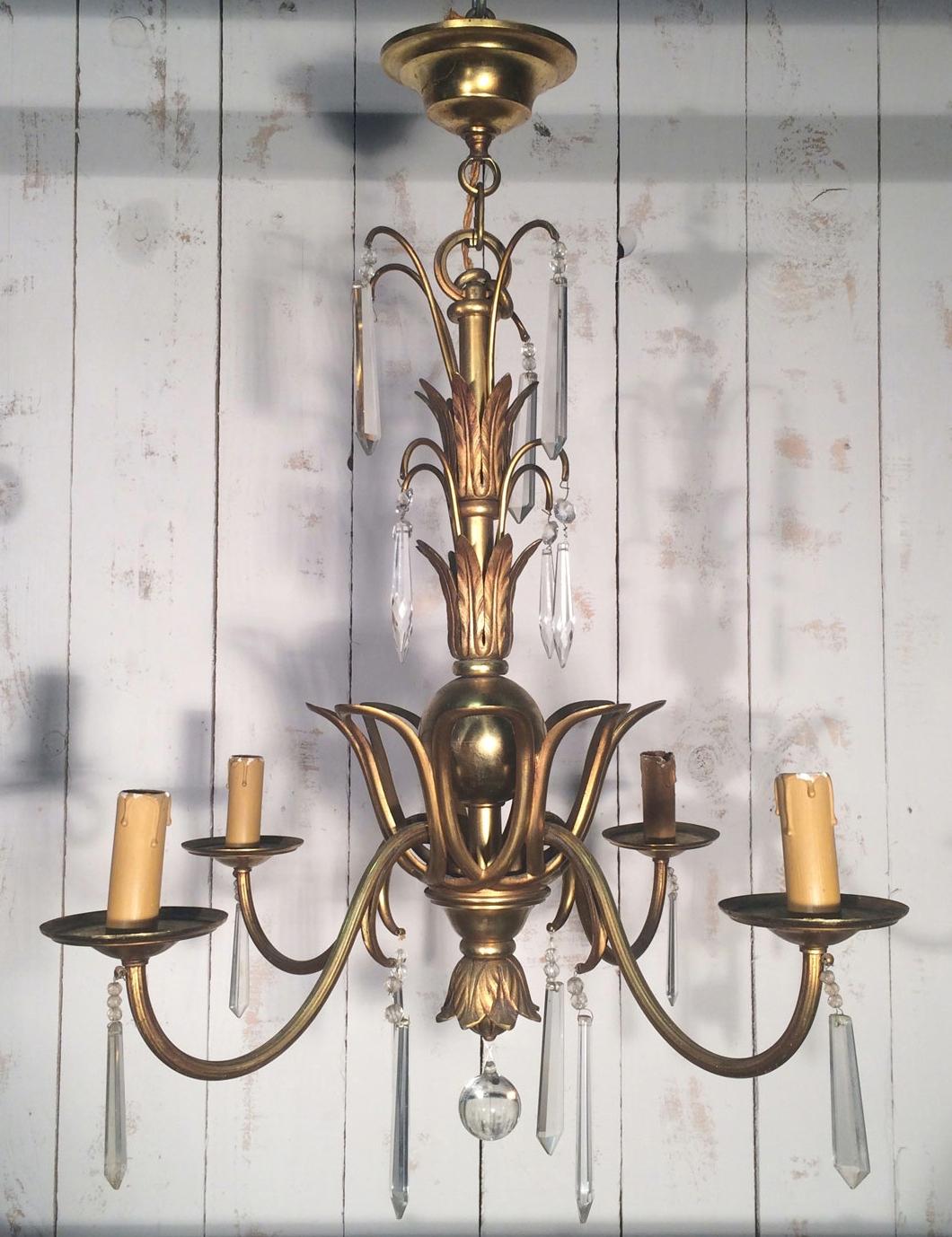 Bronze and Crystal Chandelier in the Style of Maison Baguès For Sale 3