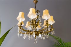 French Louis XVI Style Bronze and Crystal Eight-Light Chandelier
