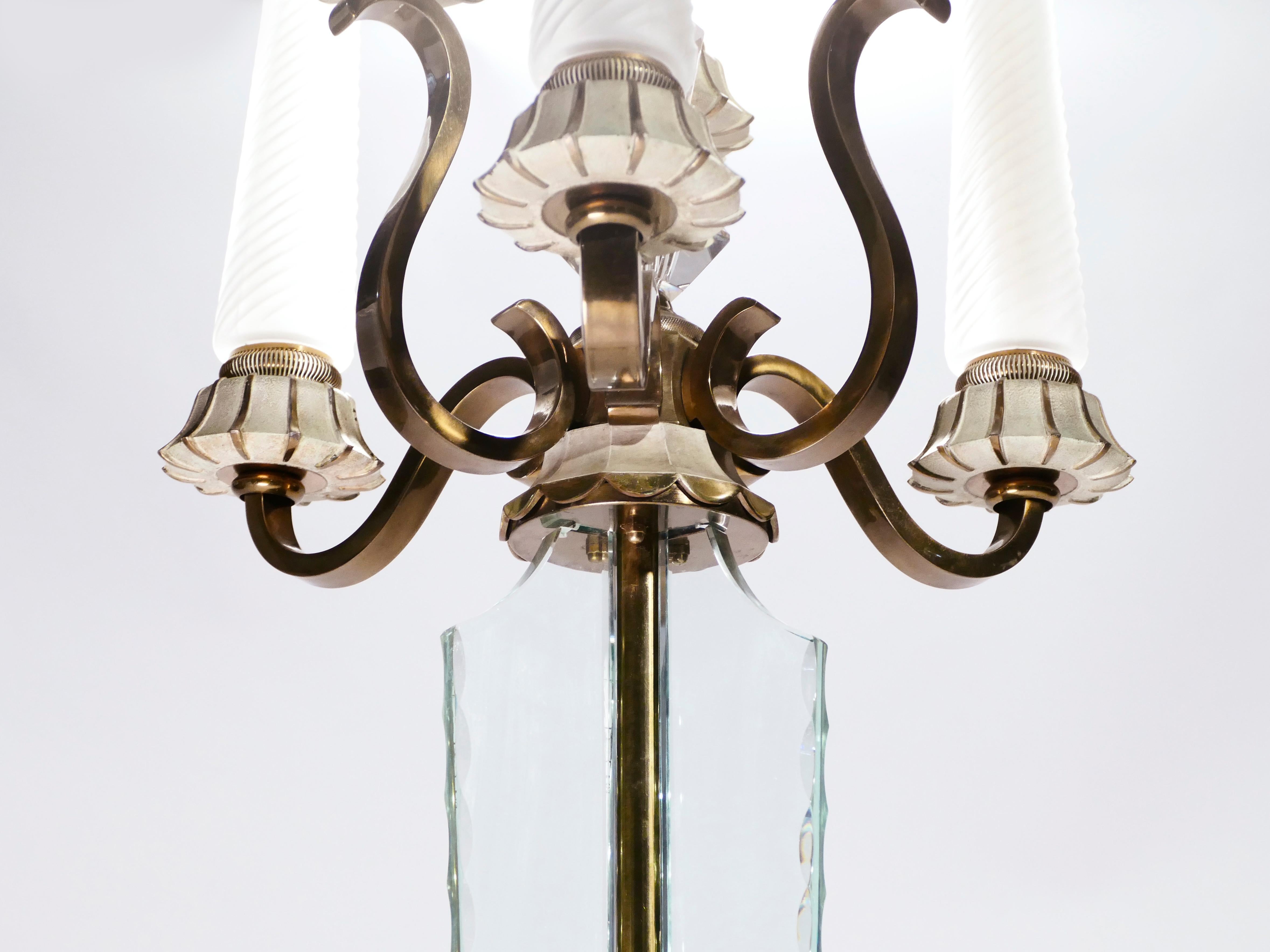Bronze and Crystal Floor Lamp by Sabino, 1930s In Excellent Condition In Paris, IDF