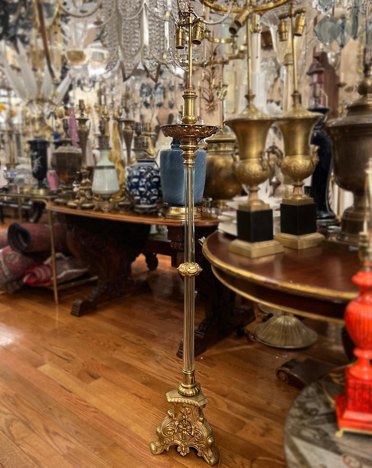 Bronze and Crystal Floor Lamp For Sale 2