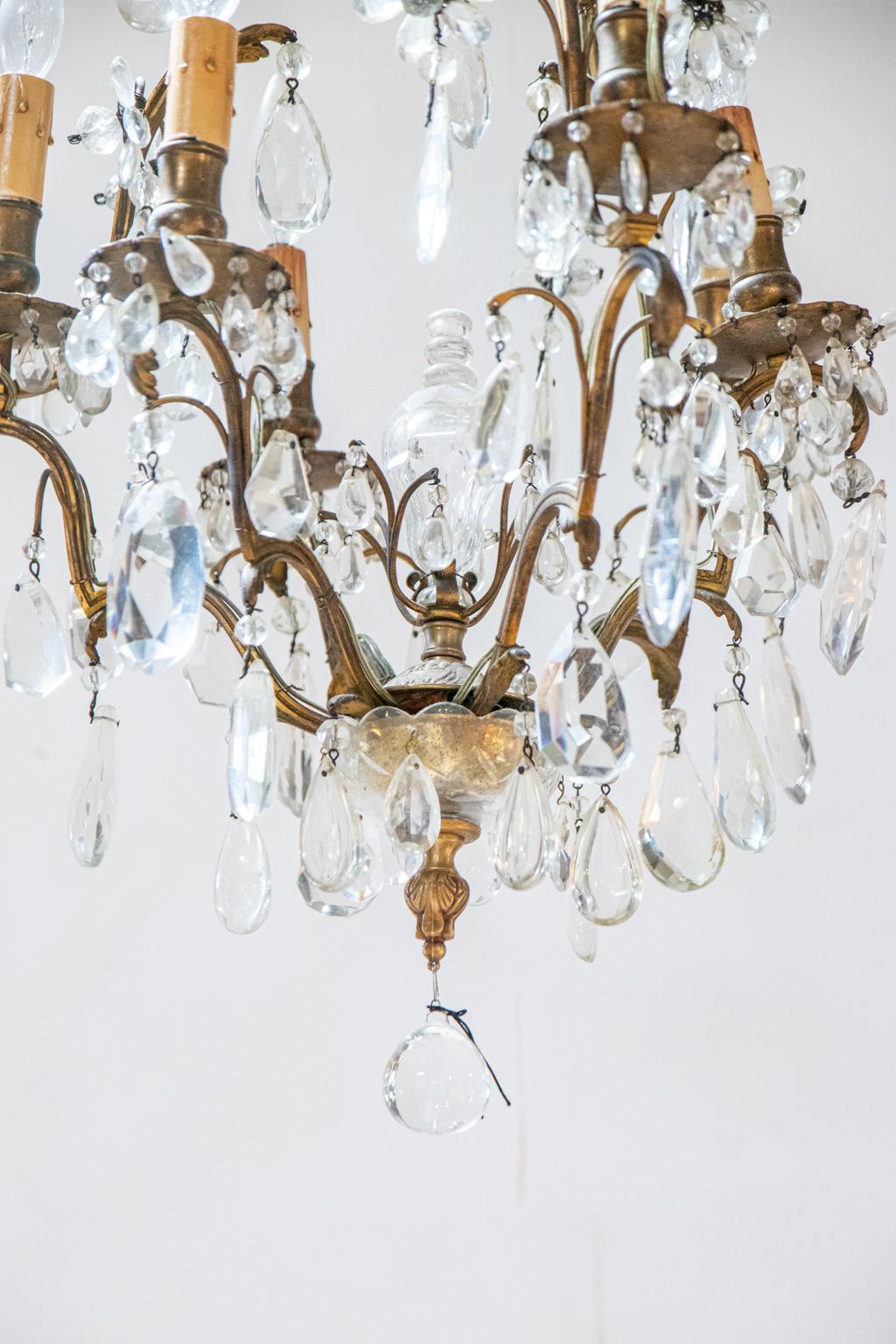 Bronze and Crystal French Fixture In Good Condition For Sale In Stamford, CT