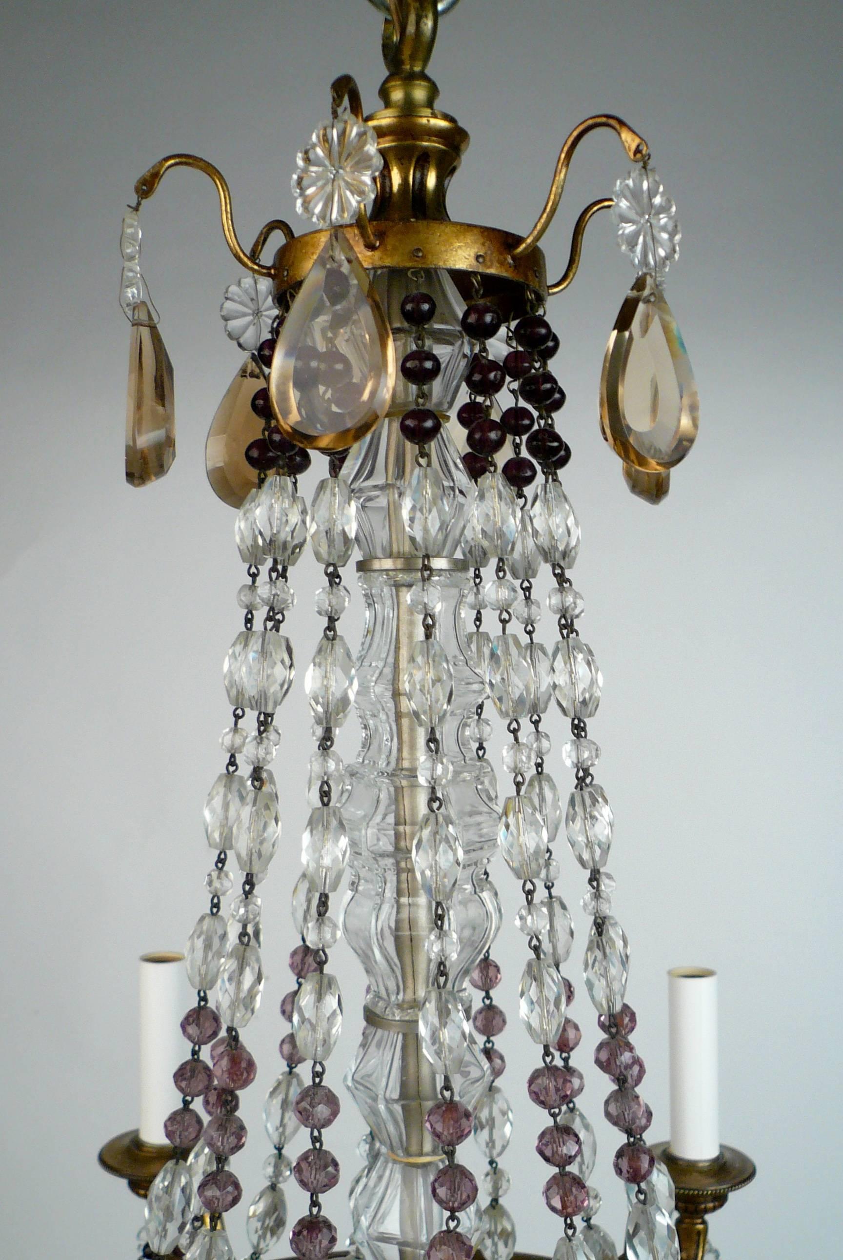 French Bronze and Crystal Neoclassical Style Chandelier