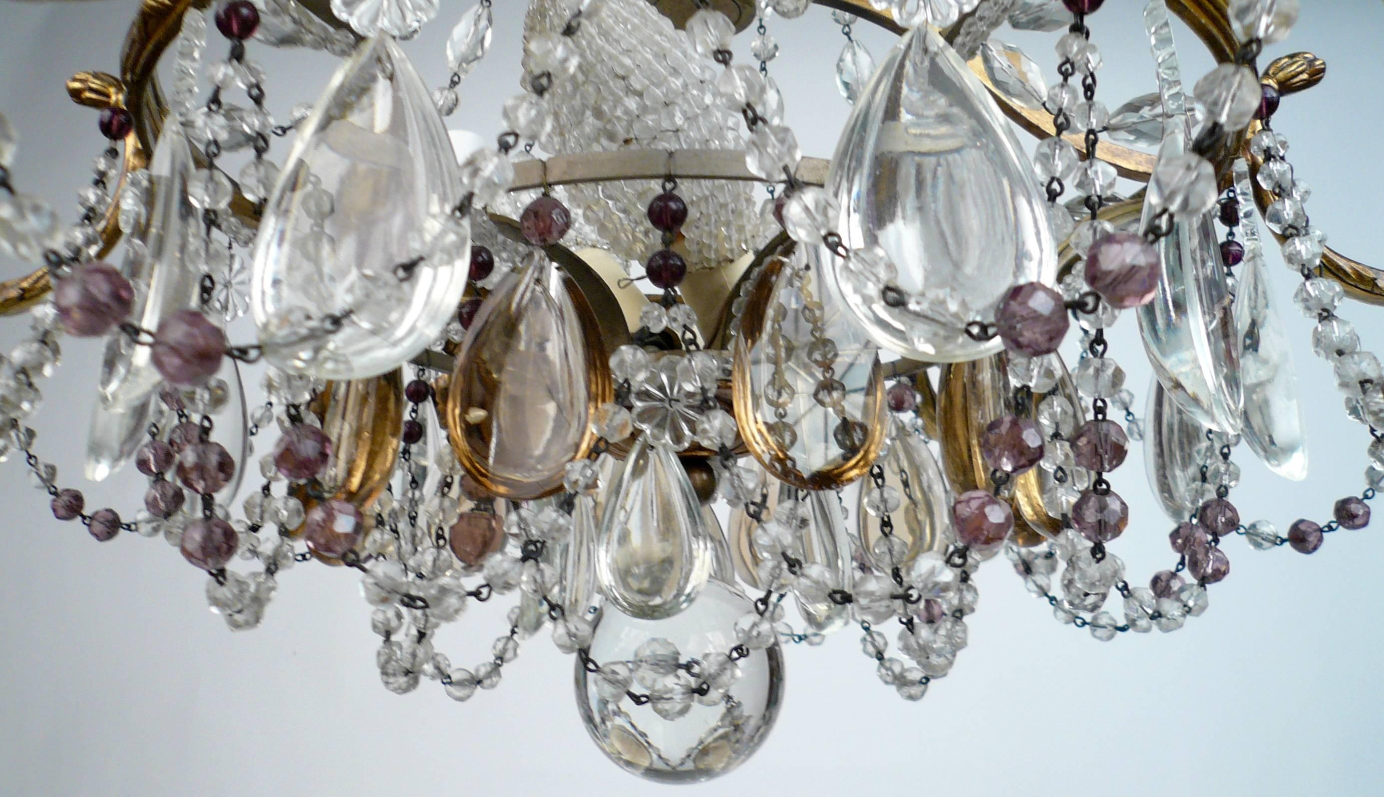 Faceted Bronze and Crystal Neoclassical Style Chandelier