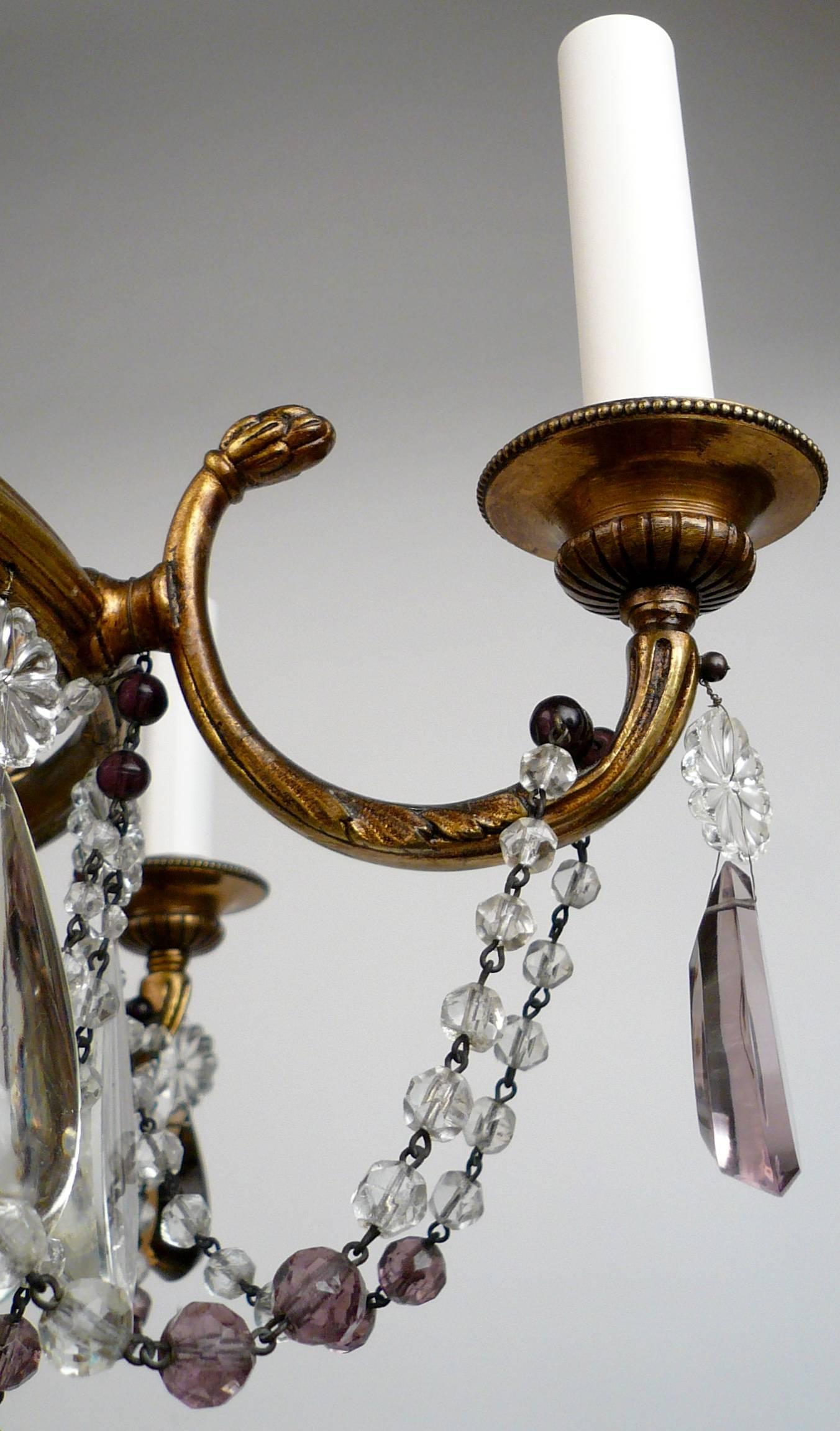 Bronze and Crystal Neoclassical Style Chandelier In Excellent Condition In Pittsburgh, PA