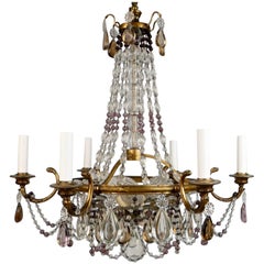 Antique Bronze and Crystal Neoclassical Style Chandelier
