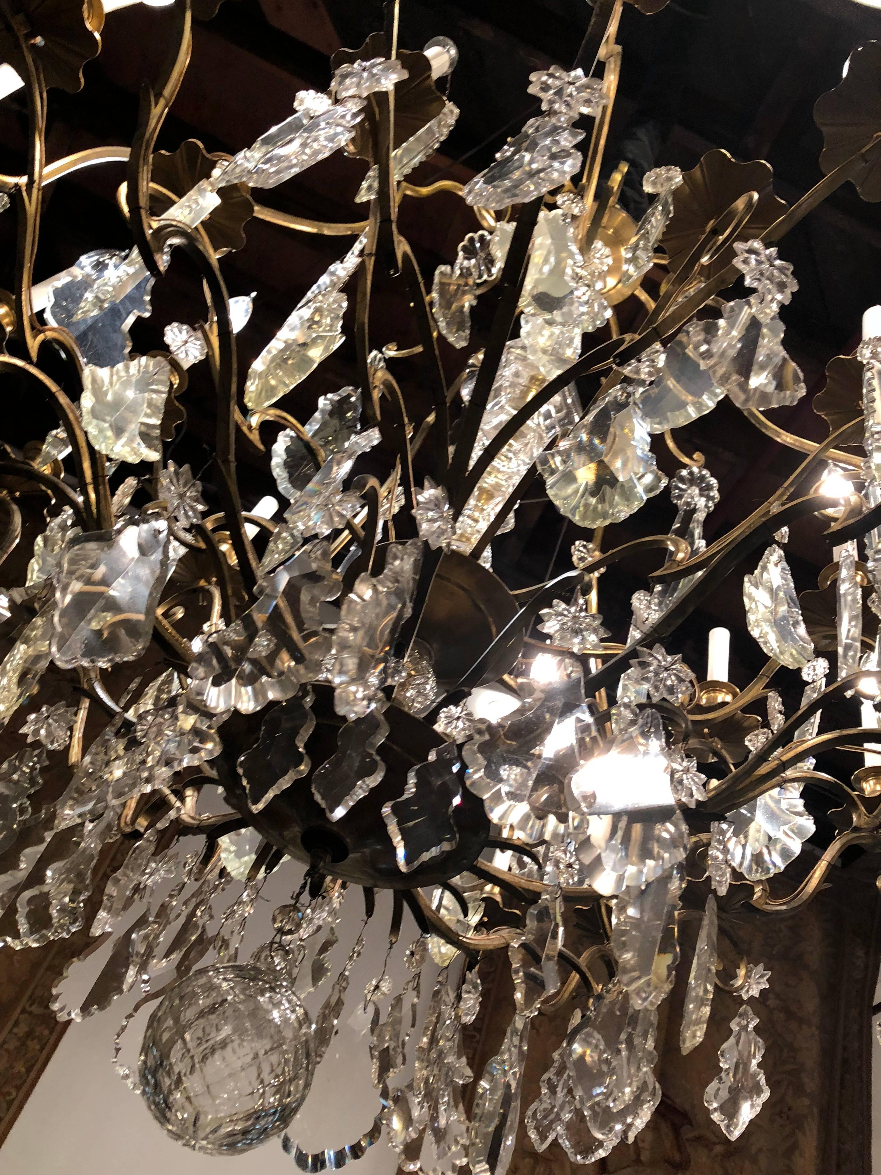Bronze and Crystal Palatial Thirty-Light Chandelier 10