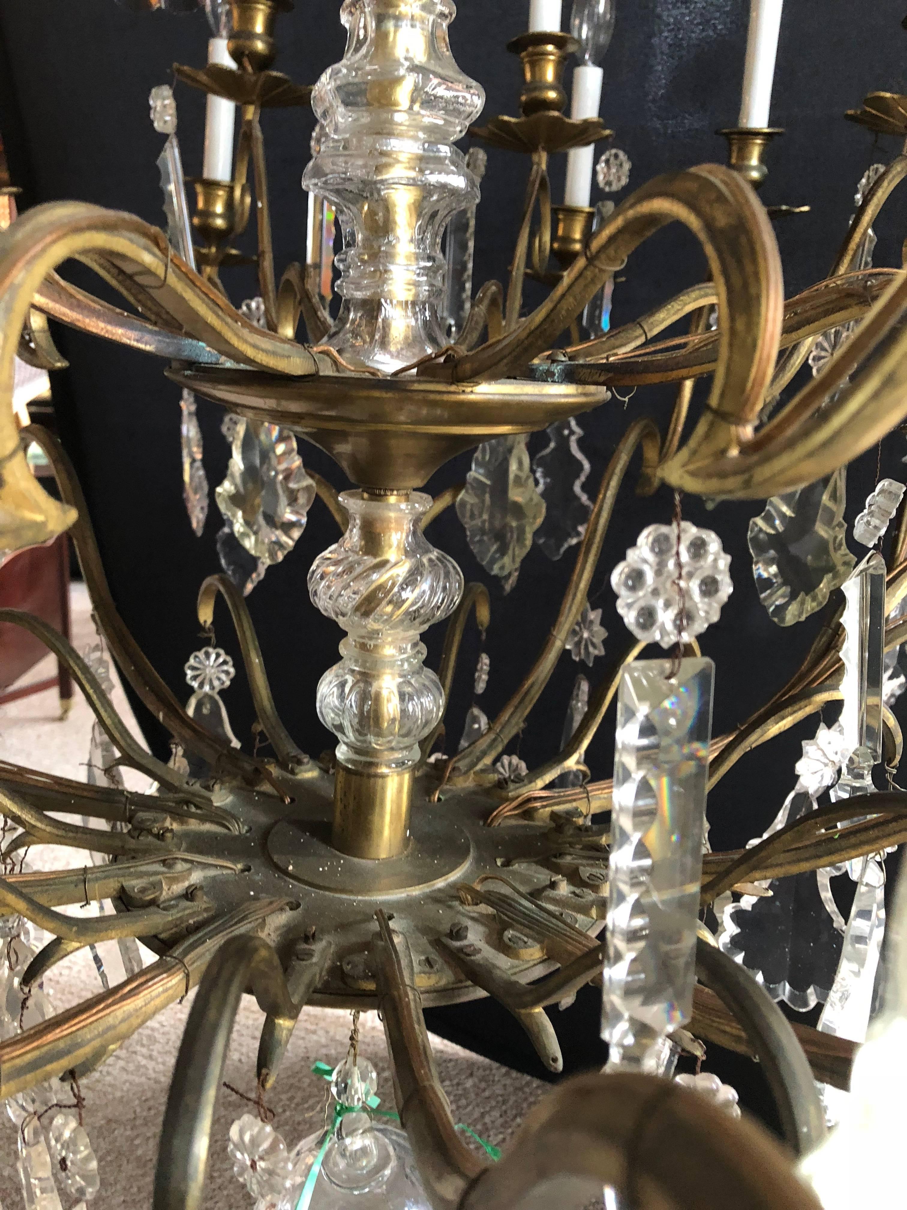 Bronze and Crystal Palatial Thirty-Light Chandelier 1