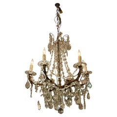 Bronze and crystal six light chandelier