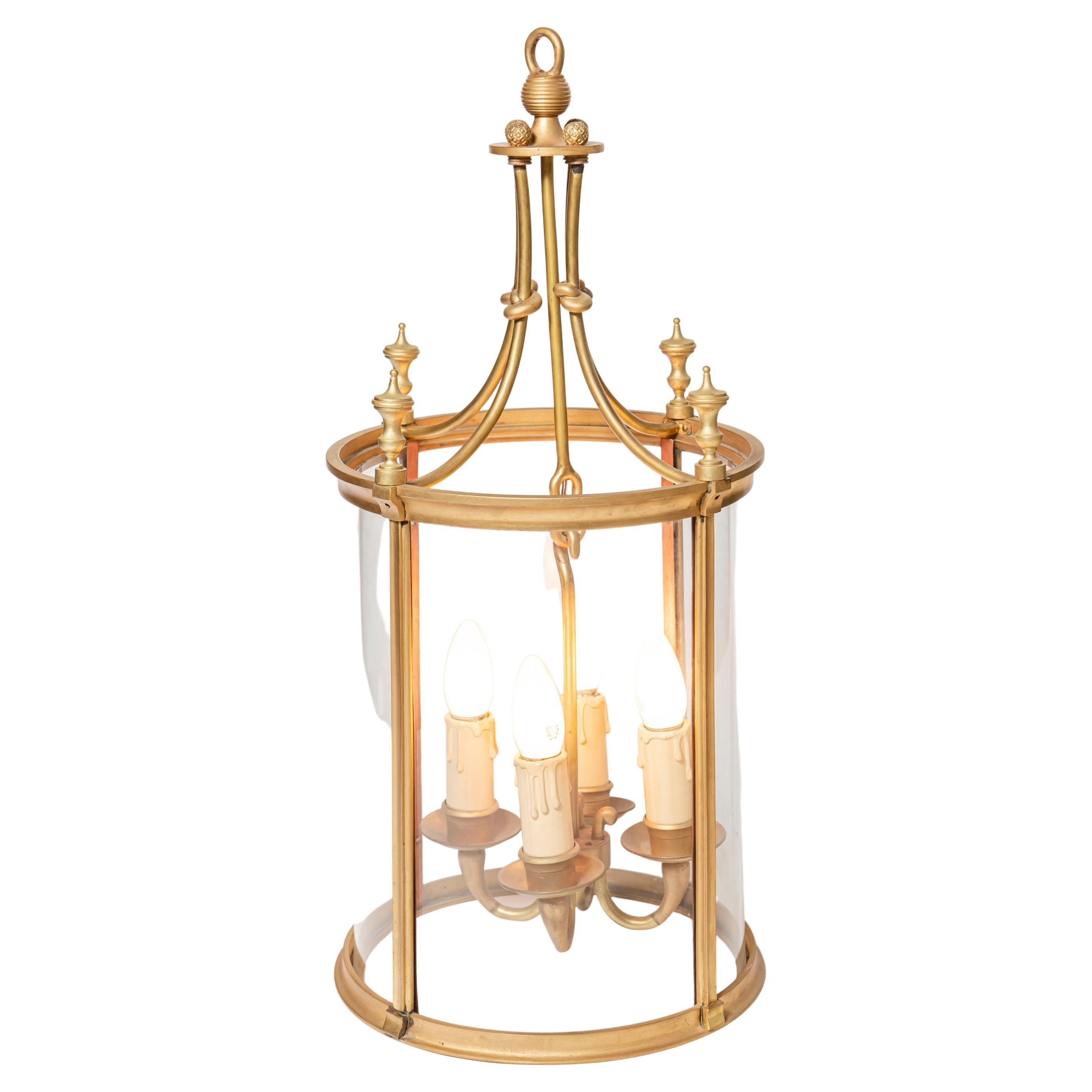 Bronze and curved glass lantern. France, circa 1930.
