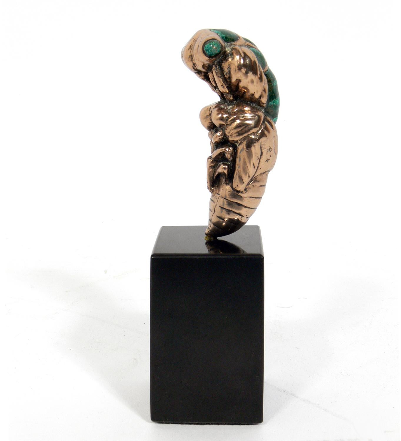 Plated Bronze and Enamel Cicada Sculpture by Mary Frances Wawrytko
