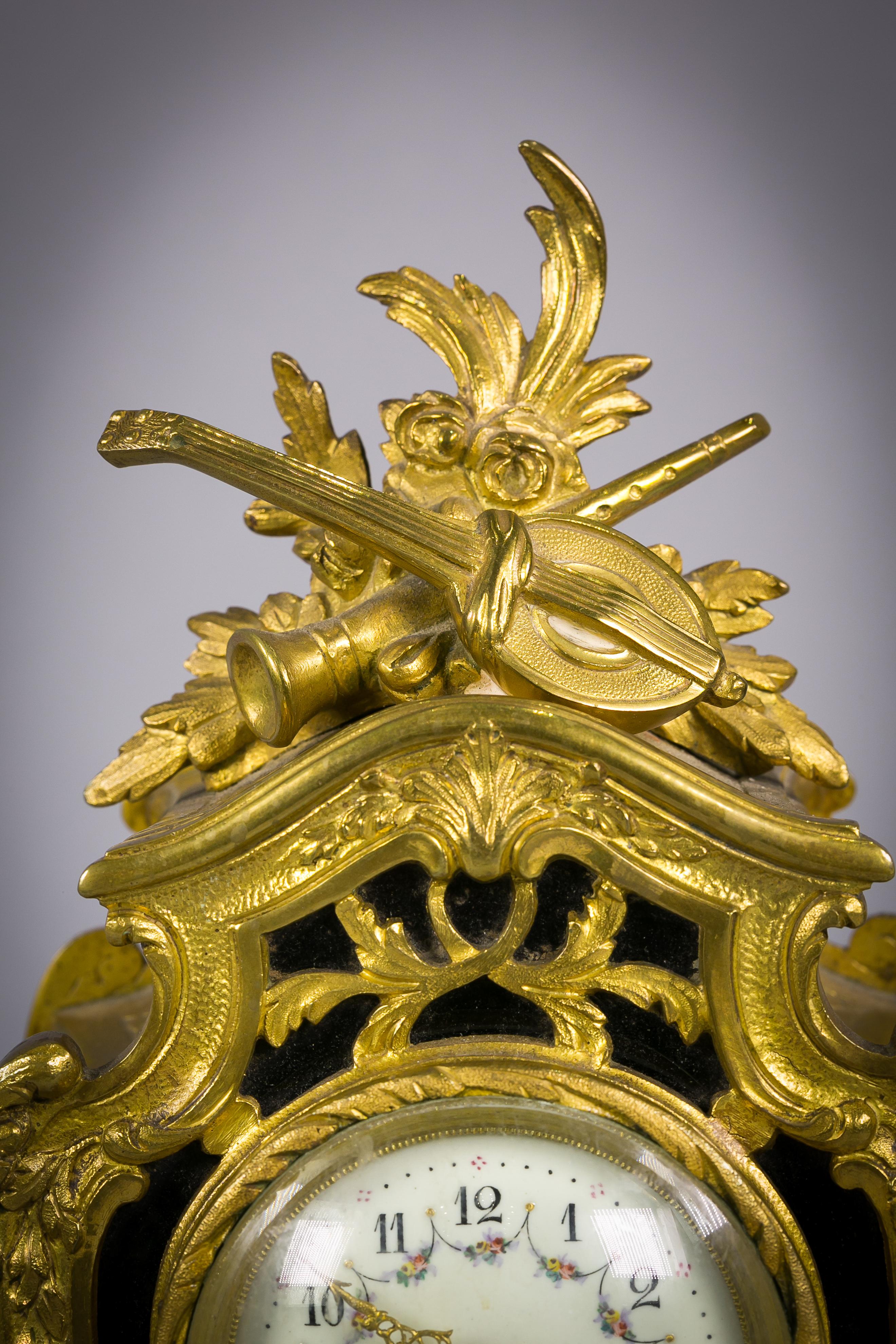 Bronze and Enamel Clock, French, circa 1885 In Good Condition For Sale In New York, NY