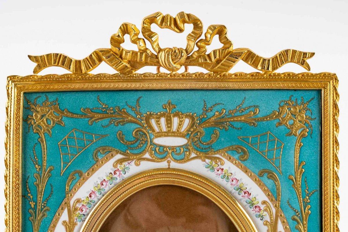 Enameled Bronze and Enamel Photo Frame, Late 19th Century