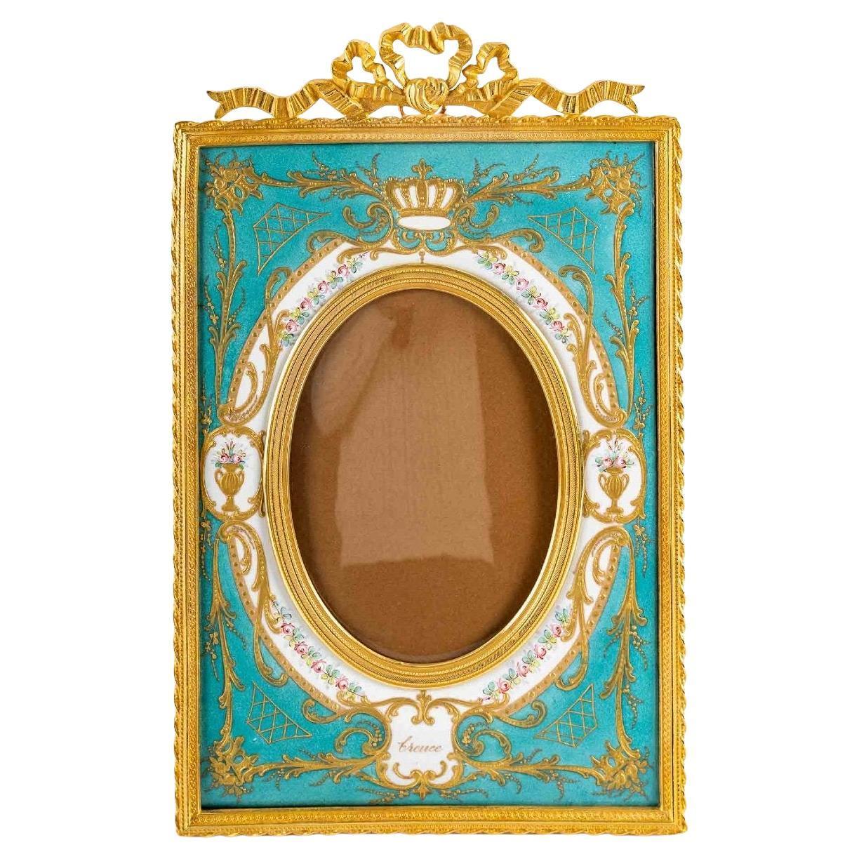 Bronze and Enamel Photo Frame, Late 19th Century 2