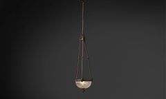 Bronze and Etched Glass Chandelier, England 1920