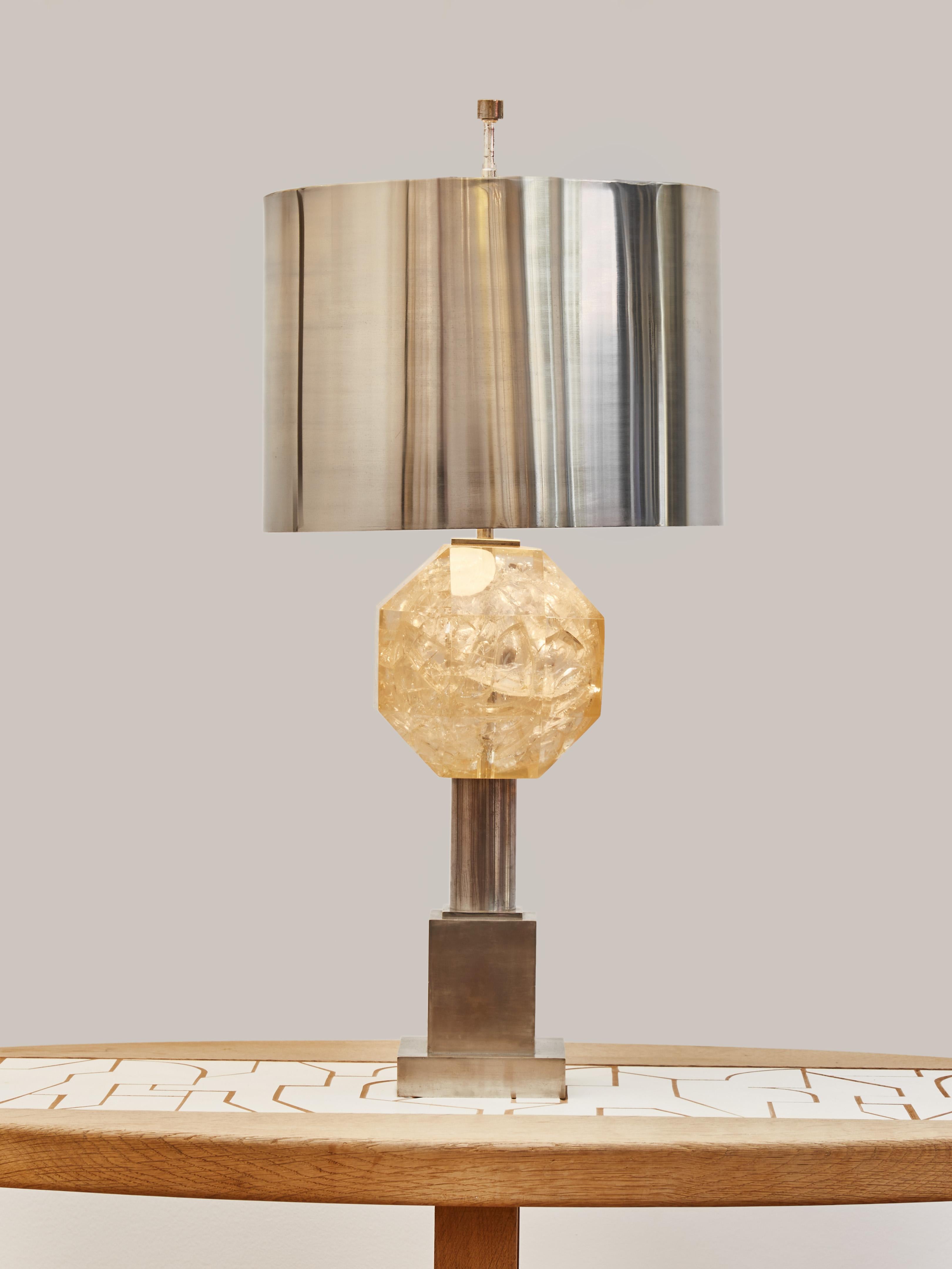 Mid-Century Modern Bronze and Fractal Resin Maison Charles Table Lamp