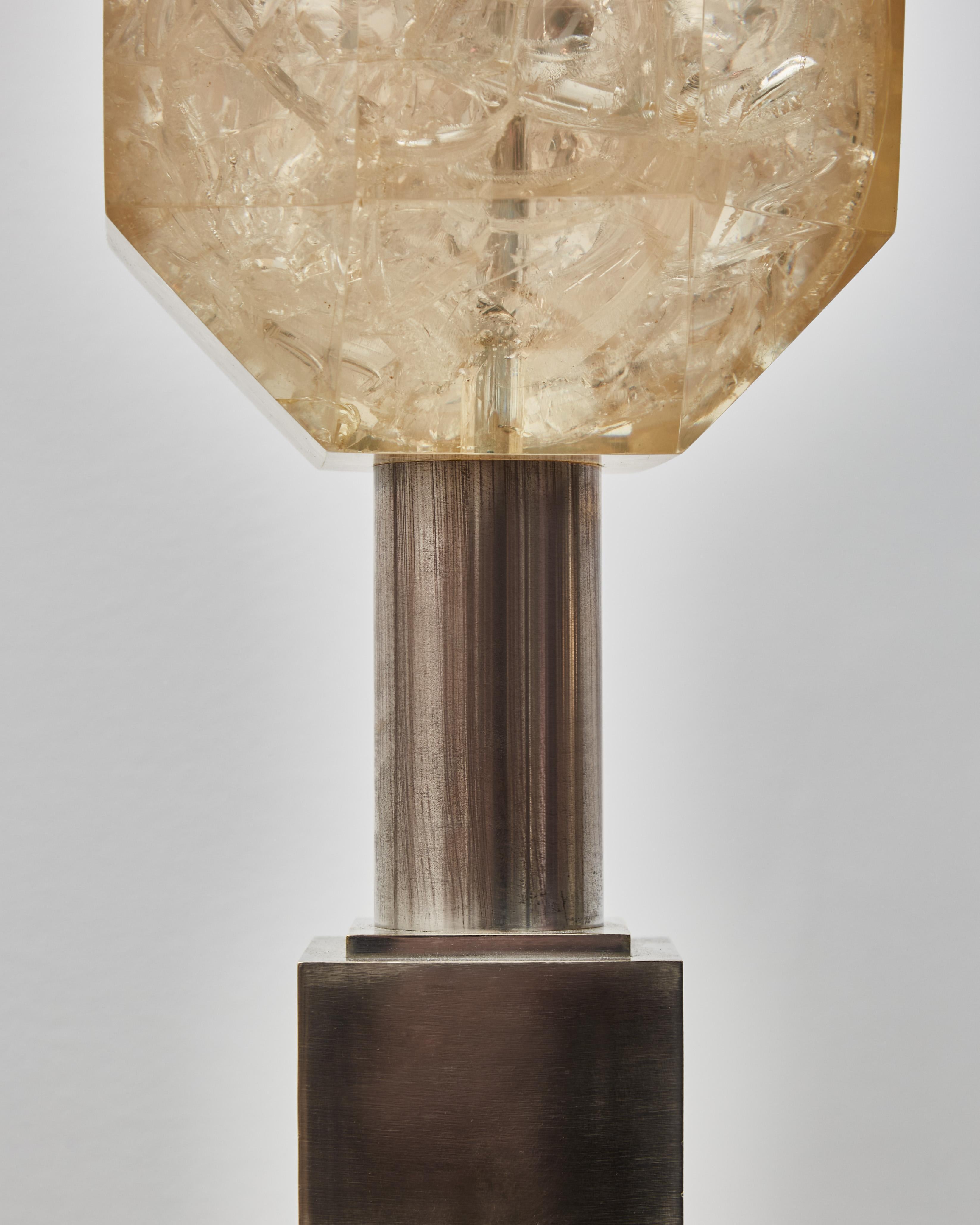 Late 20th Century Bronze and Fractal Resin Maison Charles Table Lamp