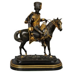 Antique Bronze and Gilt Figure of an Officer on Horse Back