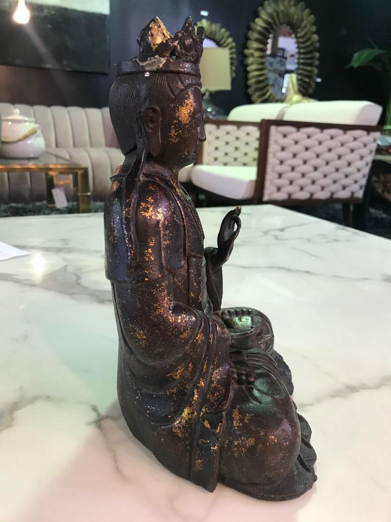 Bronze and Gilt Seated Shrine Temple Buddha Sculpture 1