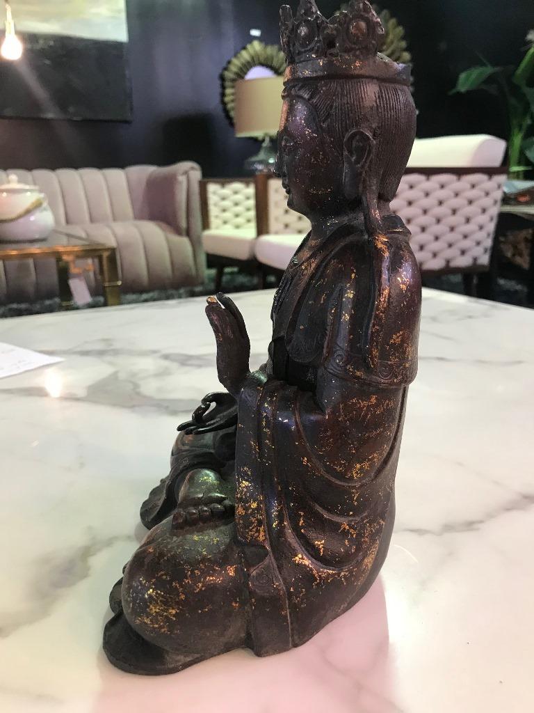 Bronze and Gilt Seated Shrine Temple Buddha Sculpture 2