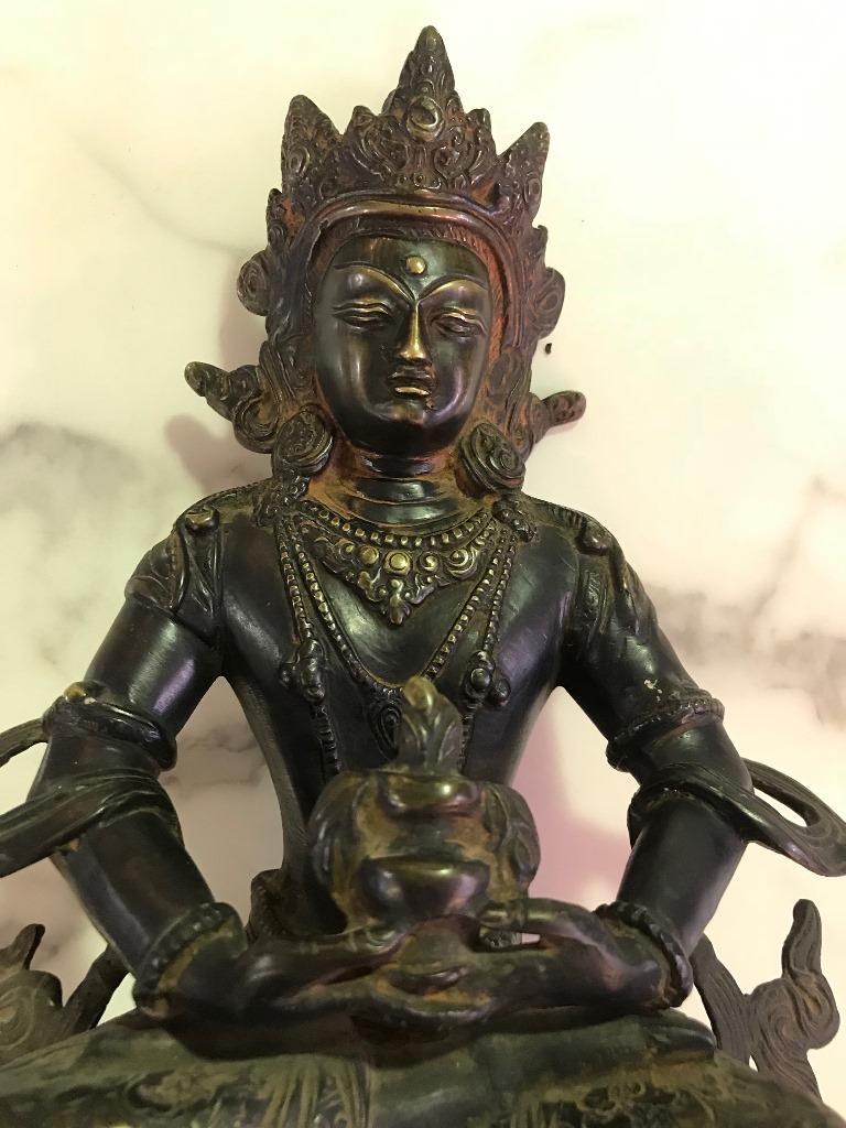 Bronze and Gilt Tibetan Shrine Temple Sculpture of Deity Bodhisattva White Tara For Sale 5