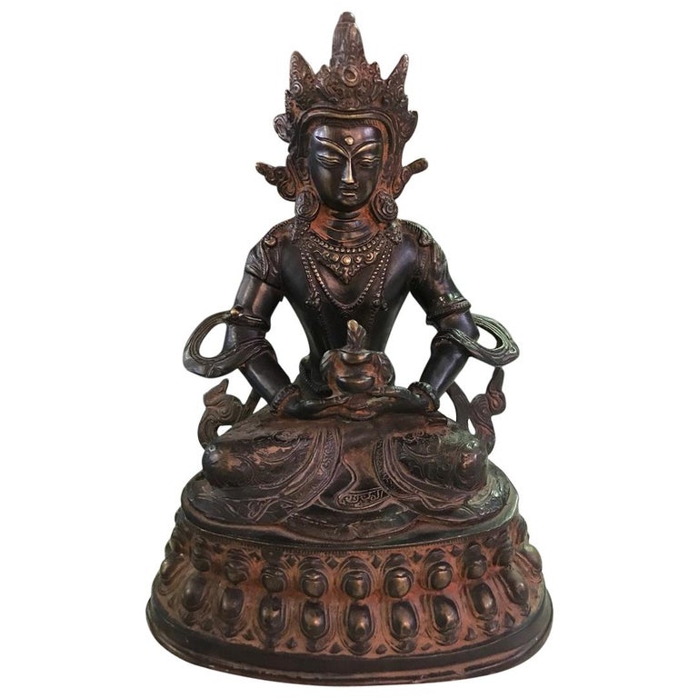 Bronze and Gilt Tibetan Sculpture of Deity Bodhisattva White Tara For Sale at 1stdibs