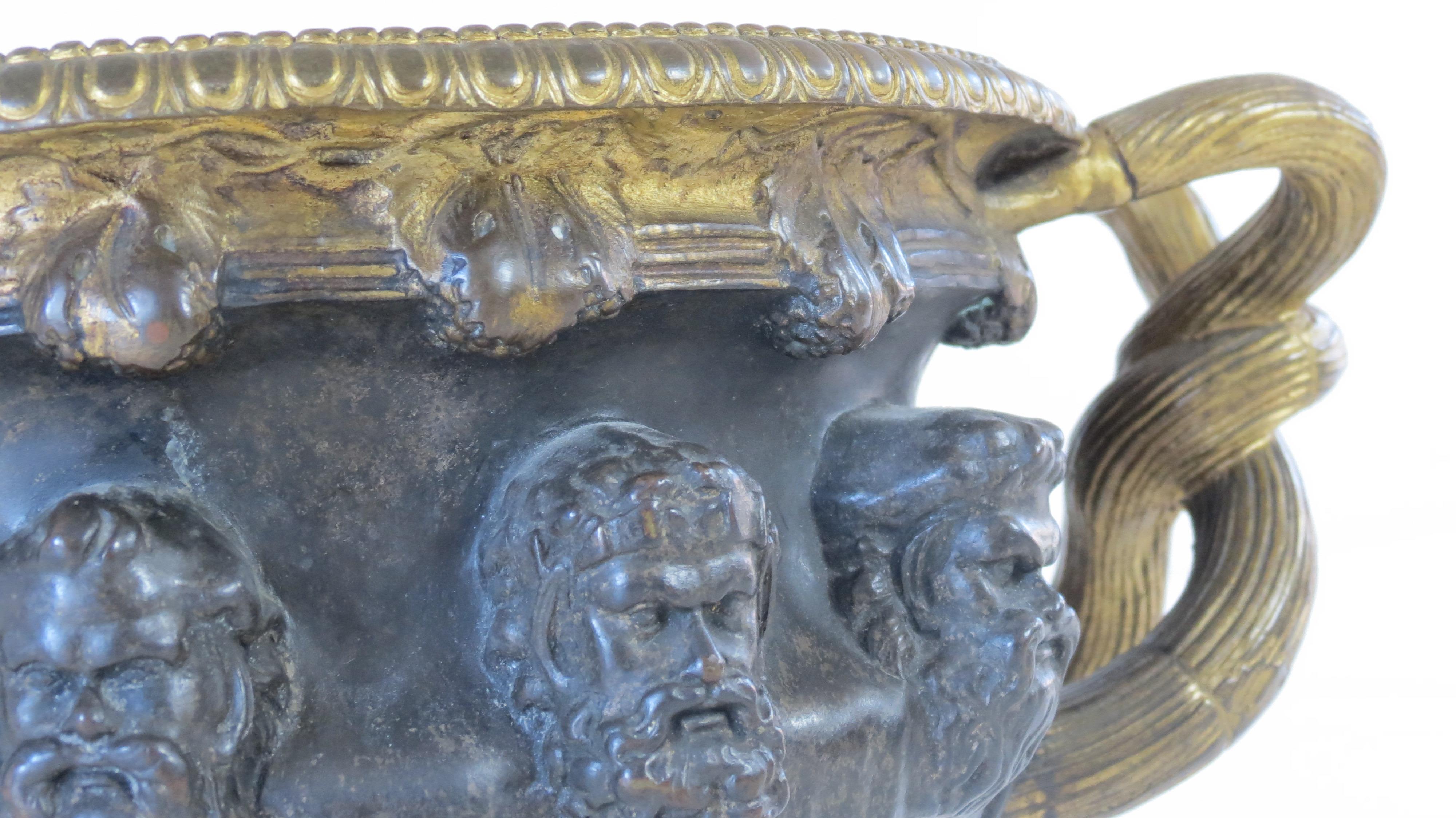 Bronze and Gilt Warwick Vase Lamp on Portoro Marble Basis, by Barbadienne, 1860 For Sale 12