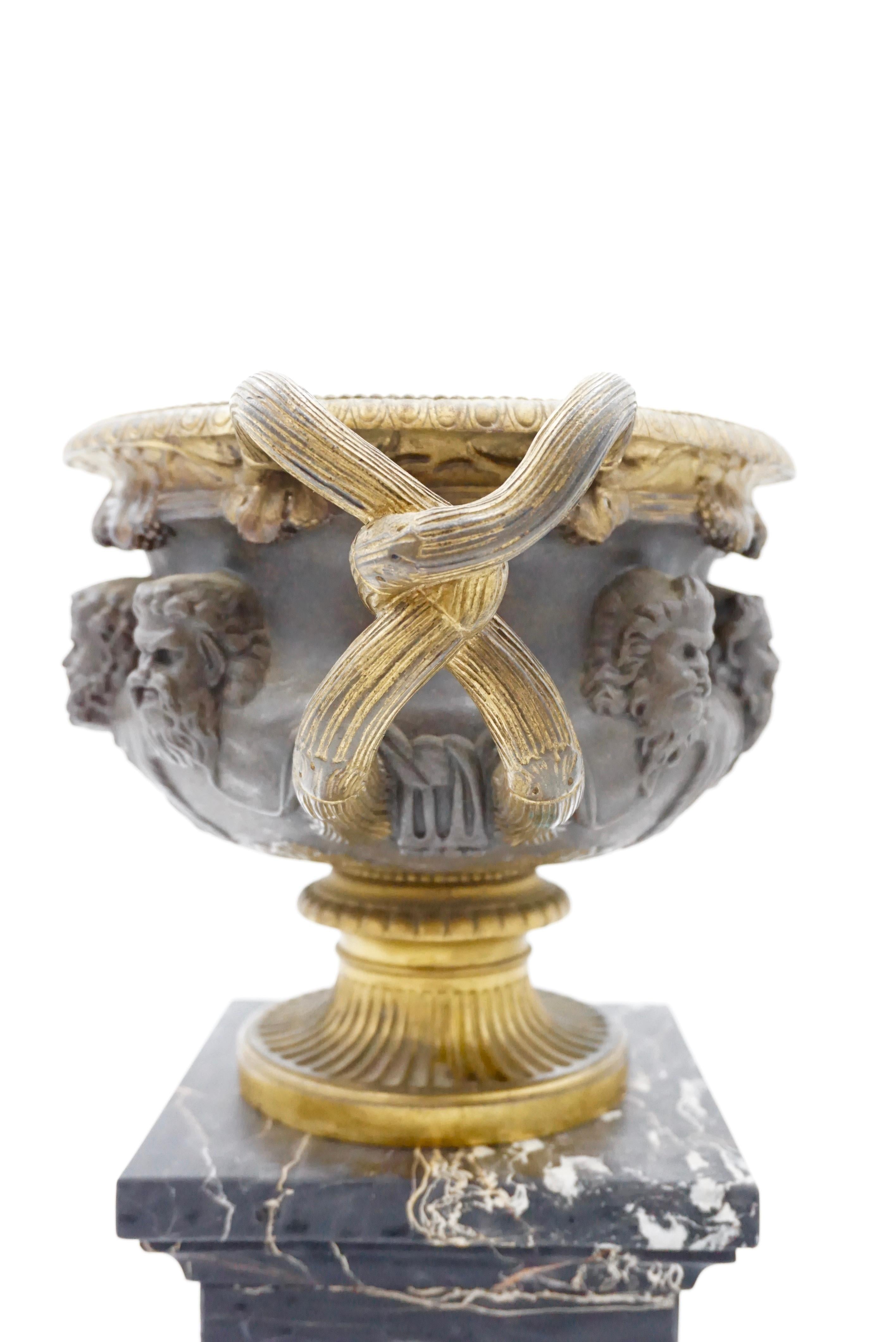 Bronze and Gilt Warwick Vase Lamp on Portoro Marble Basis, by Barbadienne, 1860 For Sale 3