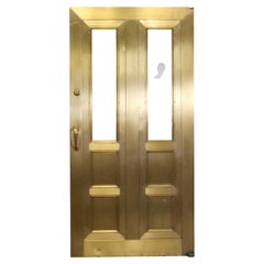 Bronze and Glass Bank Door 2 Glass Vertical Panes & 4 Square Recessed Panes