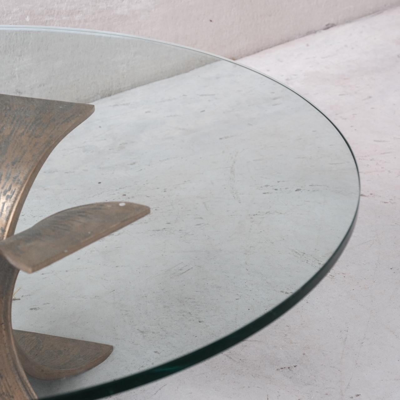 Belgian Bronze and Glass Belgium Midcentury Coffee Table '2 Available' For Sale