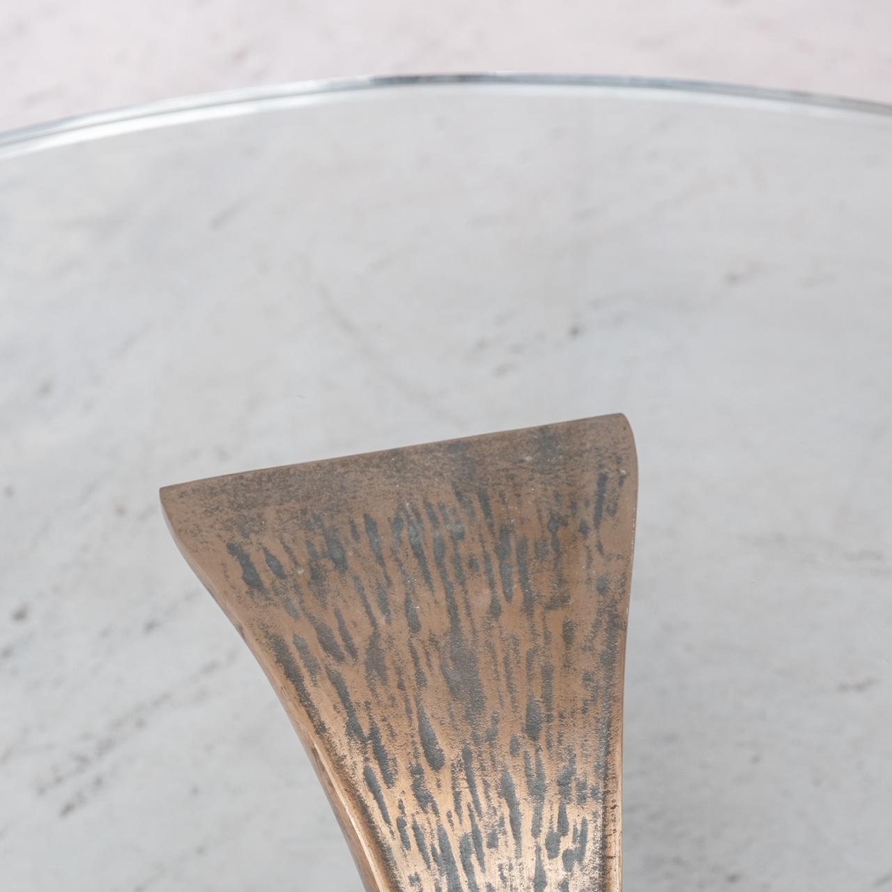 Late 20th Century Bronze and Glass Belgium Midcentury Coffee Table '2 Available' For Sale