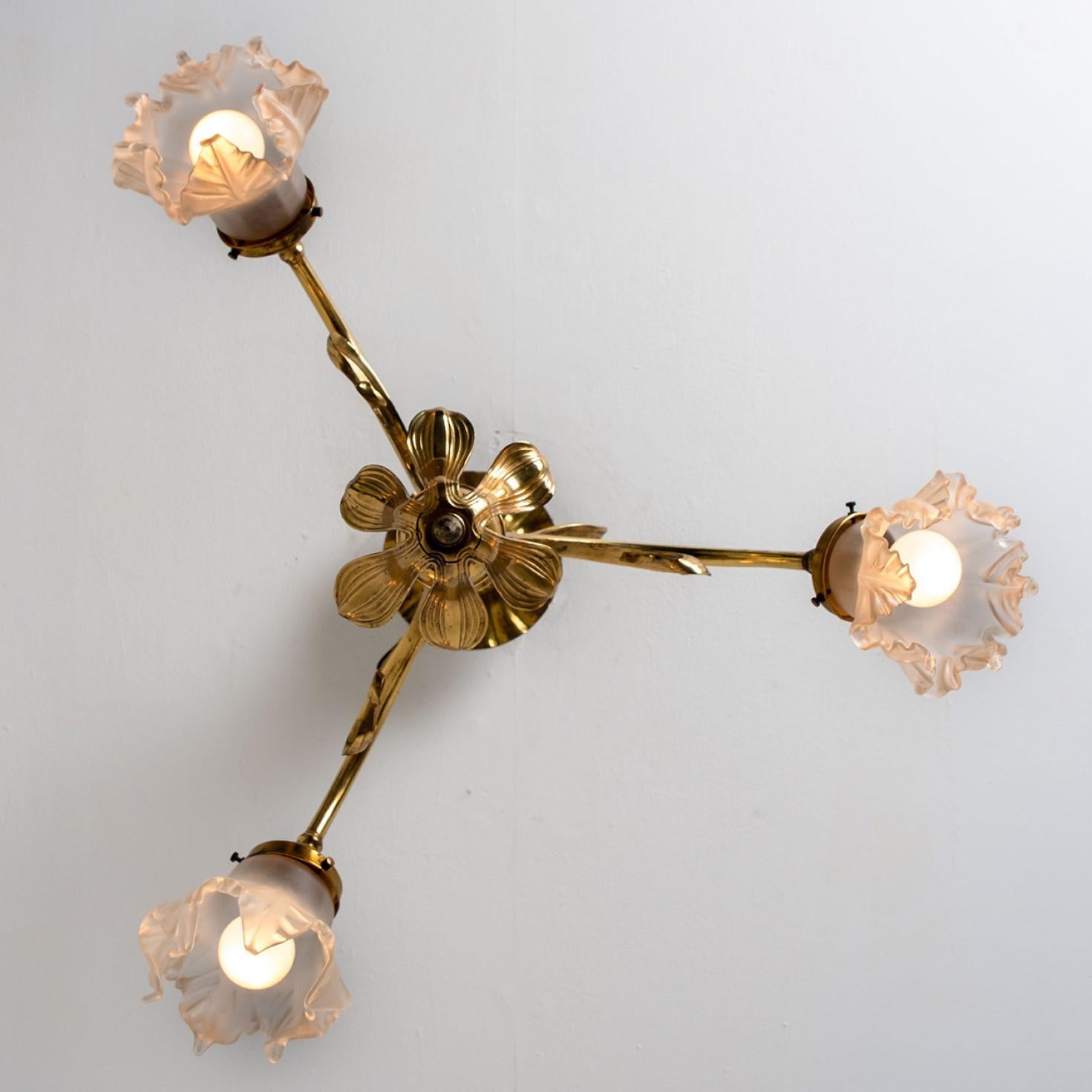 Bronze and Glass Chandelier, France, circa 1890 For Sale 8