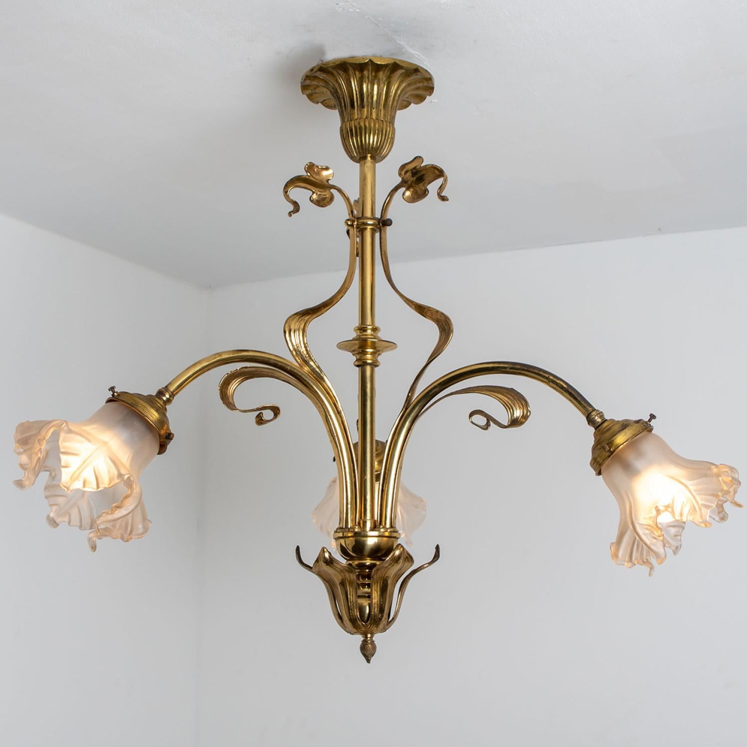 Bronze and Glass Chandelier, France, circa 1890 For Sale 11