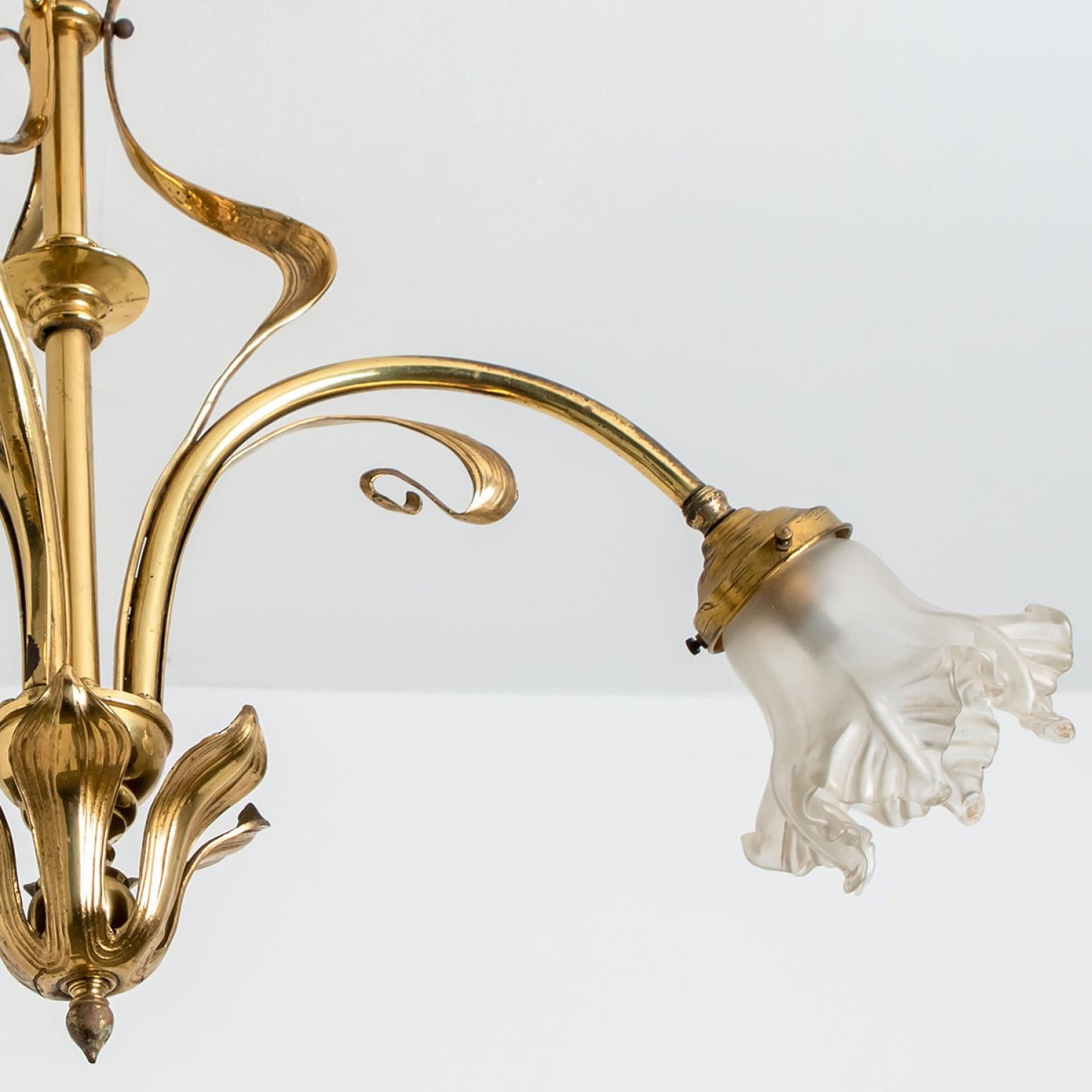 Other Bronze and Glass Chandelier, France, circa 1890 For Sale