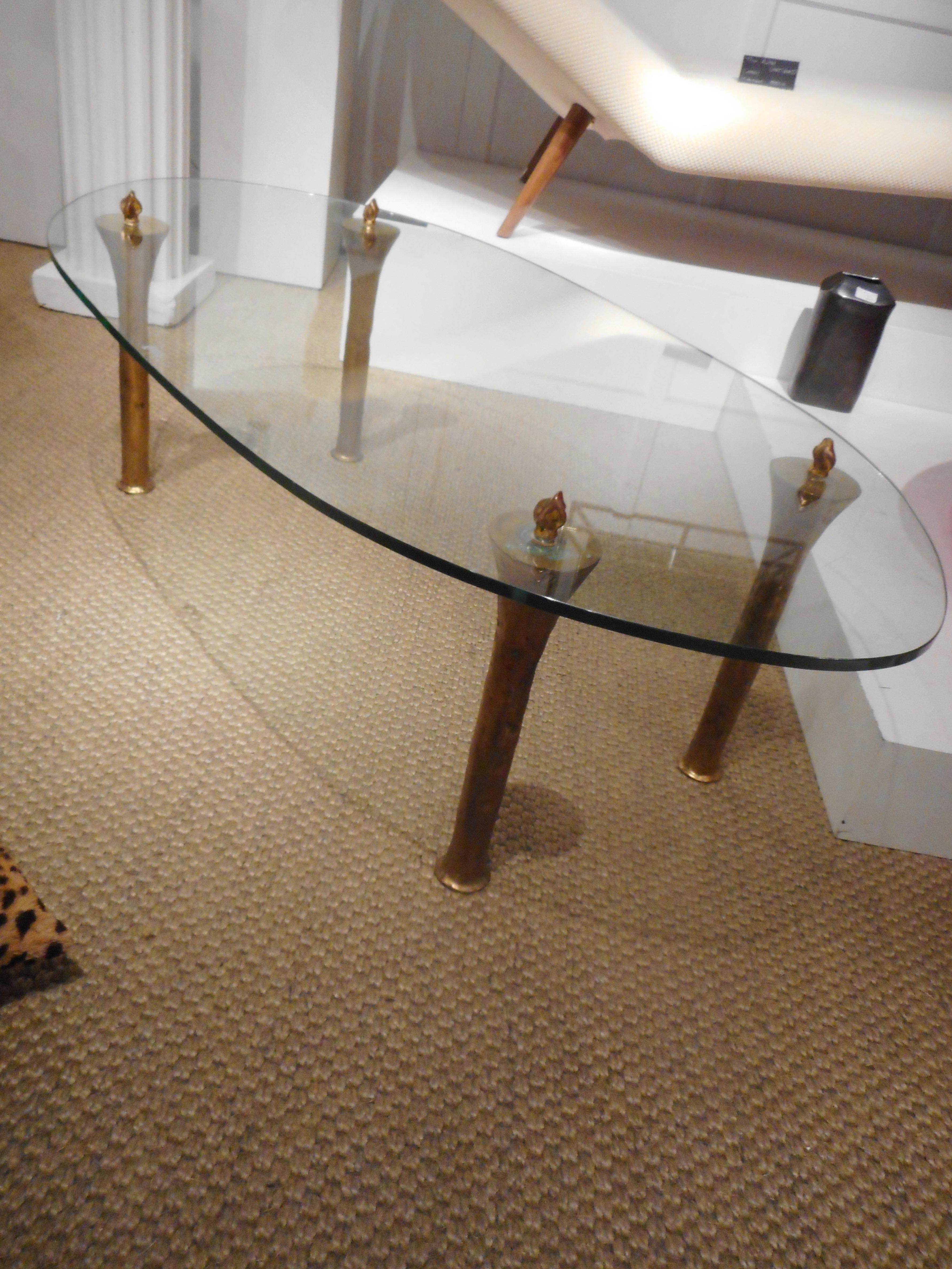 Late 20th Century Bronze and Glass Coffee Table by Garouste & Bonetti, France, 1990