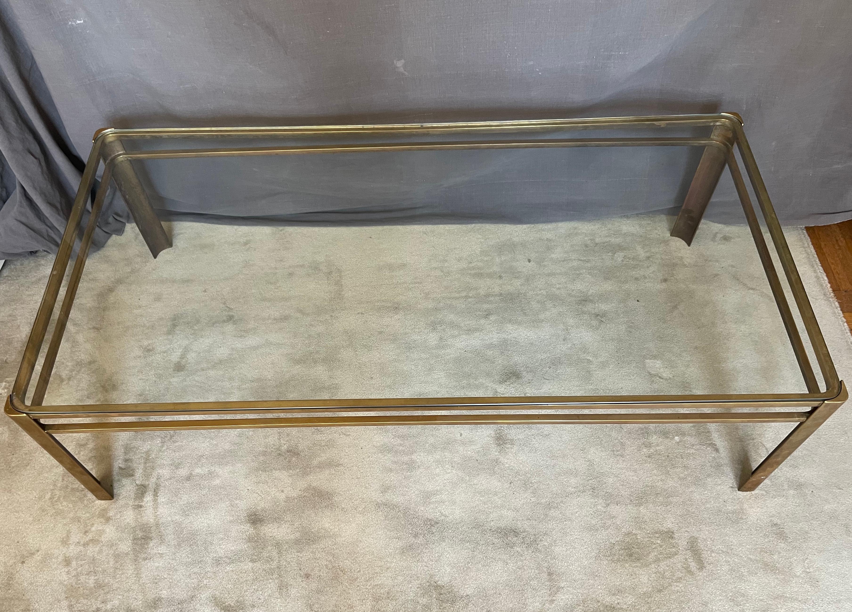 20th Century Bronze and Glass Coffee Table by Jacques Quinet for Maison Malabert For Sale