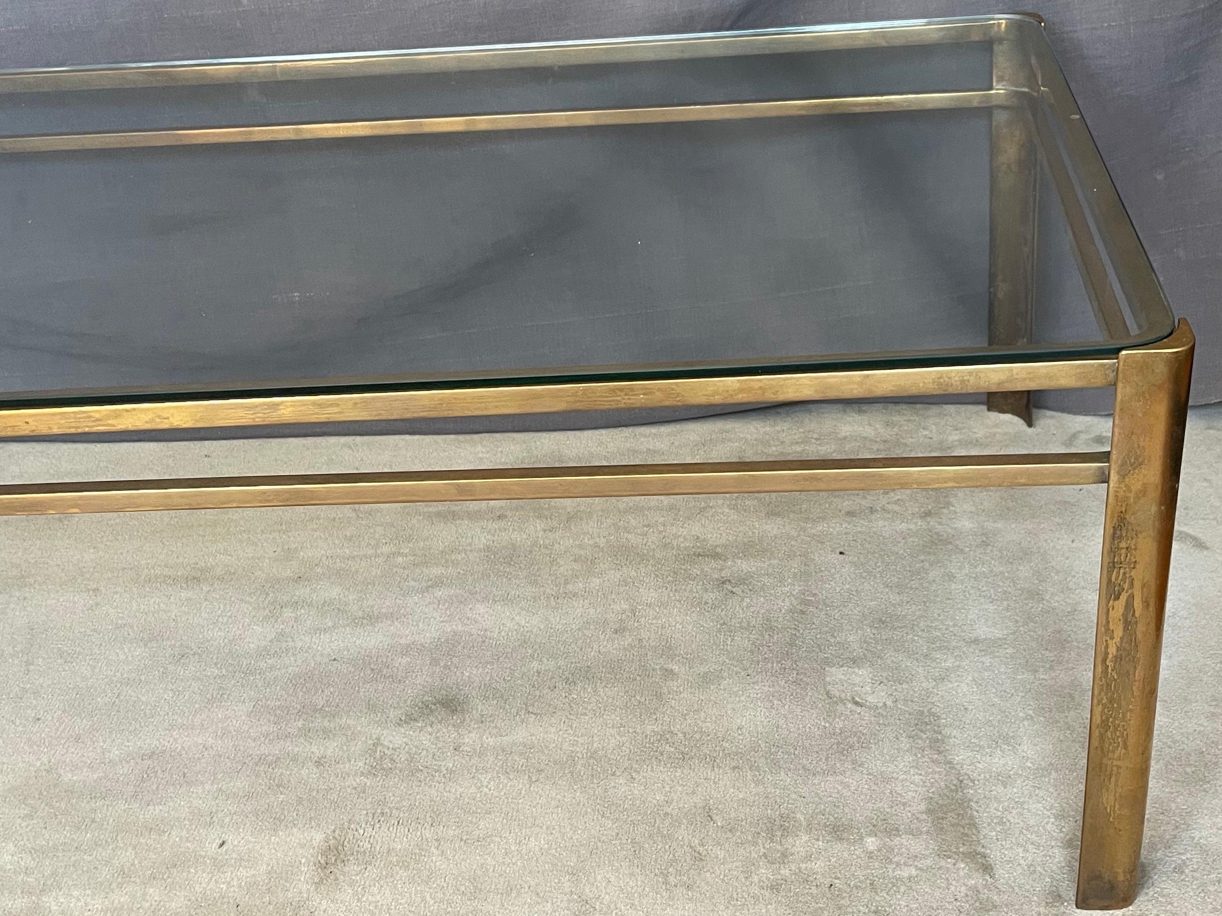 Bronze and Glass Coffee Table by Jacques Quinet for Maison Malabert For Sale 1