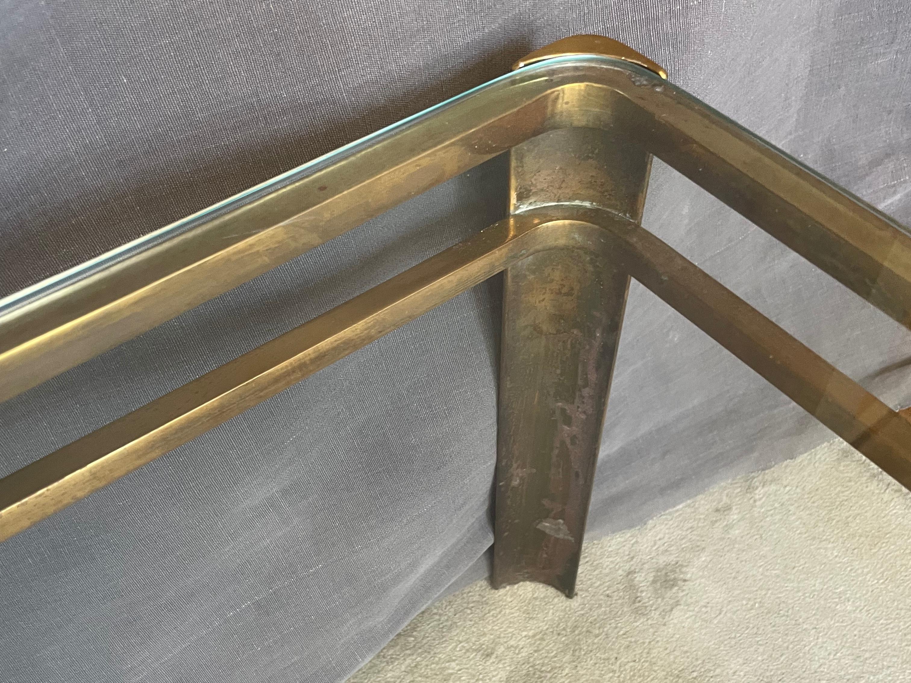 Bronze and Glass Coffee Table by Jacques Quinet for Maison Malabert For Sale 2