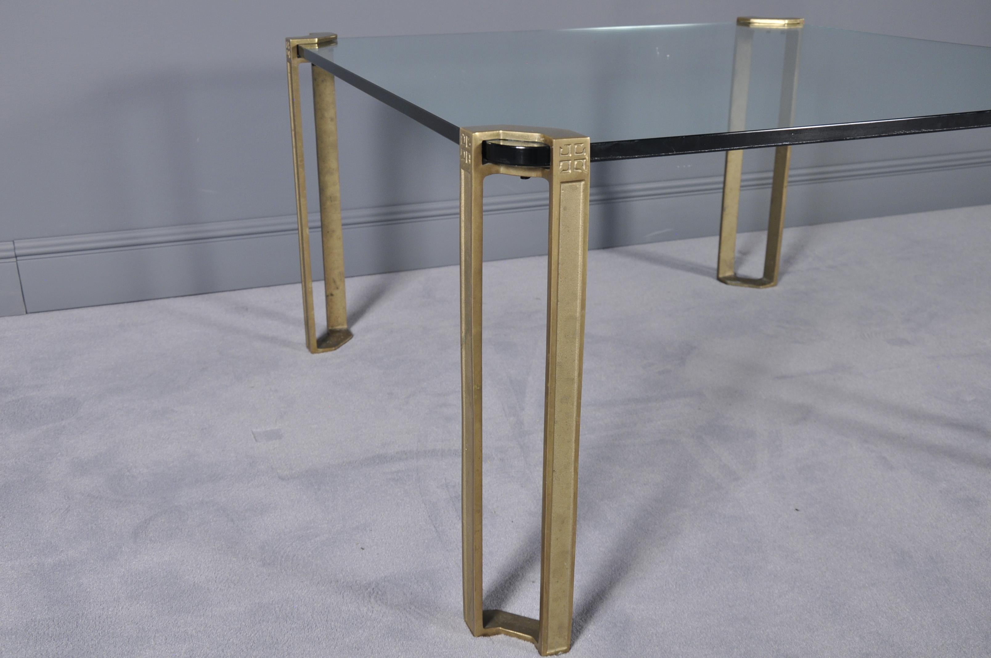 Modern Bronze and Glass Coffee Table by Peter Ghyczy, 1970s For Sale