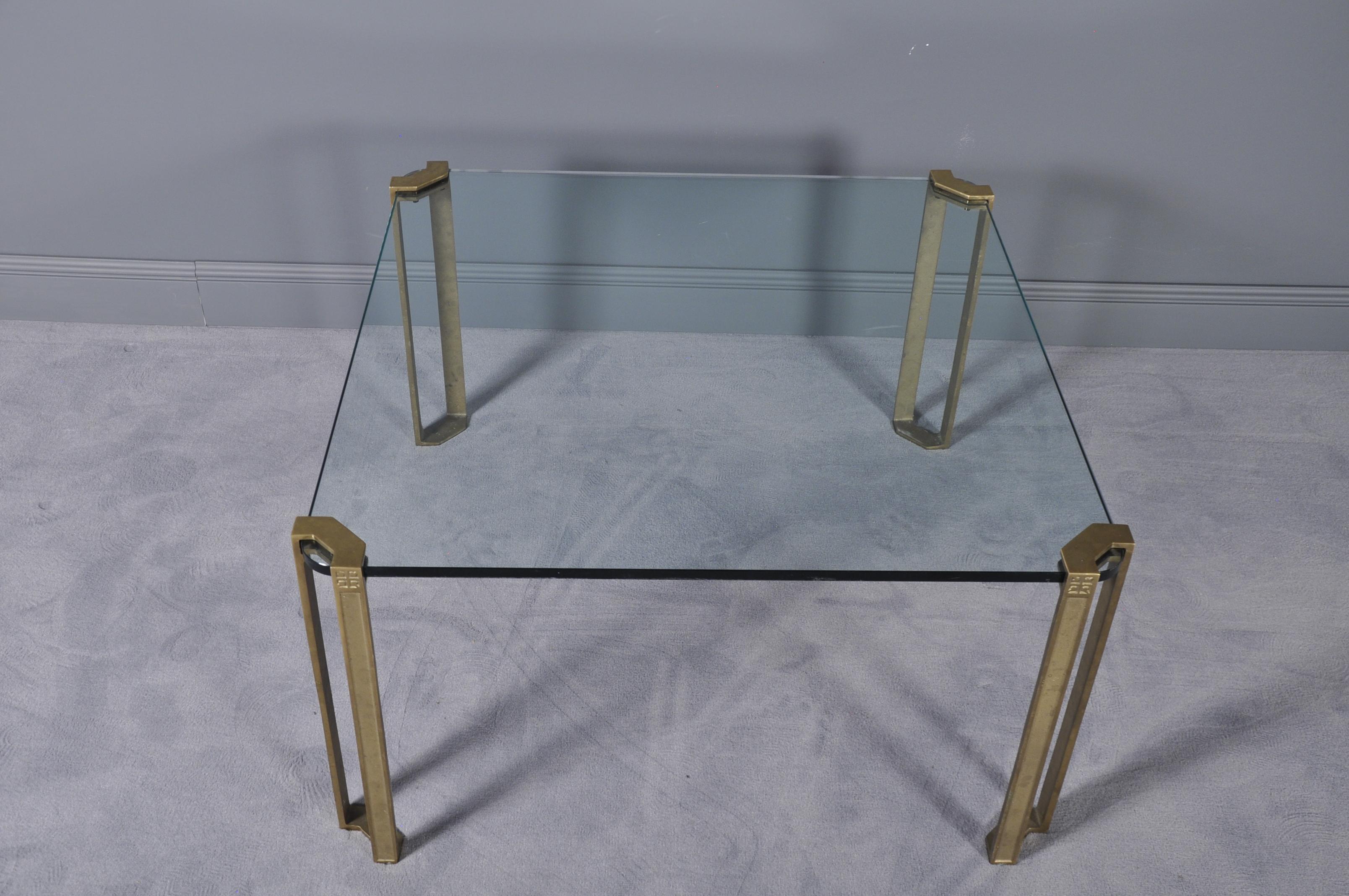 Dutch Bronze and Glass Coffee Table by Peter Ghyczy, 1970s For Sale