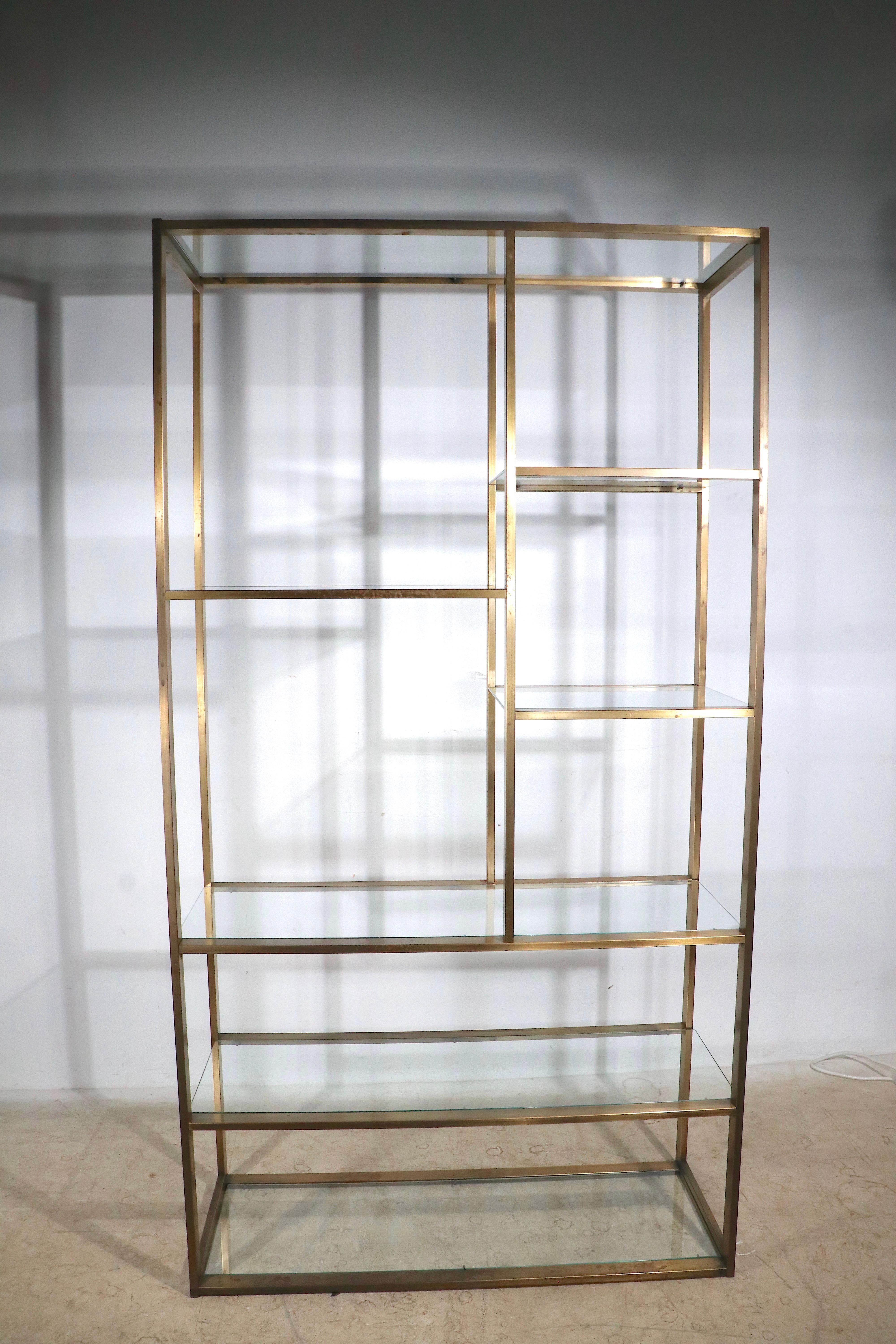 Post-Modern Bronze and Glass Etagere Shelf by Milo Baughman c. 1970's  For Sale