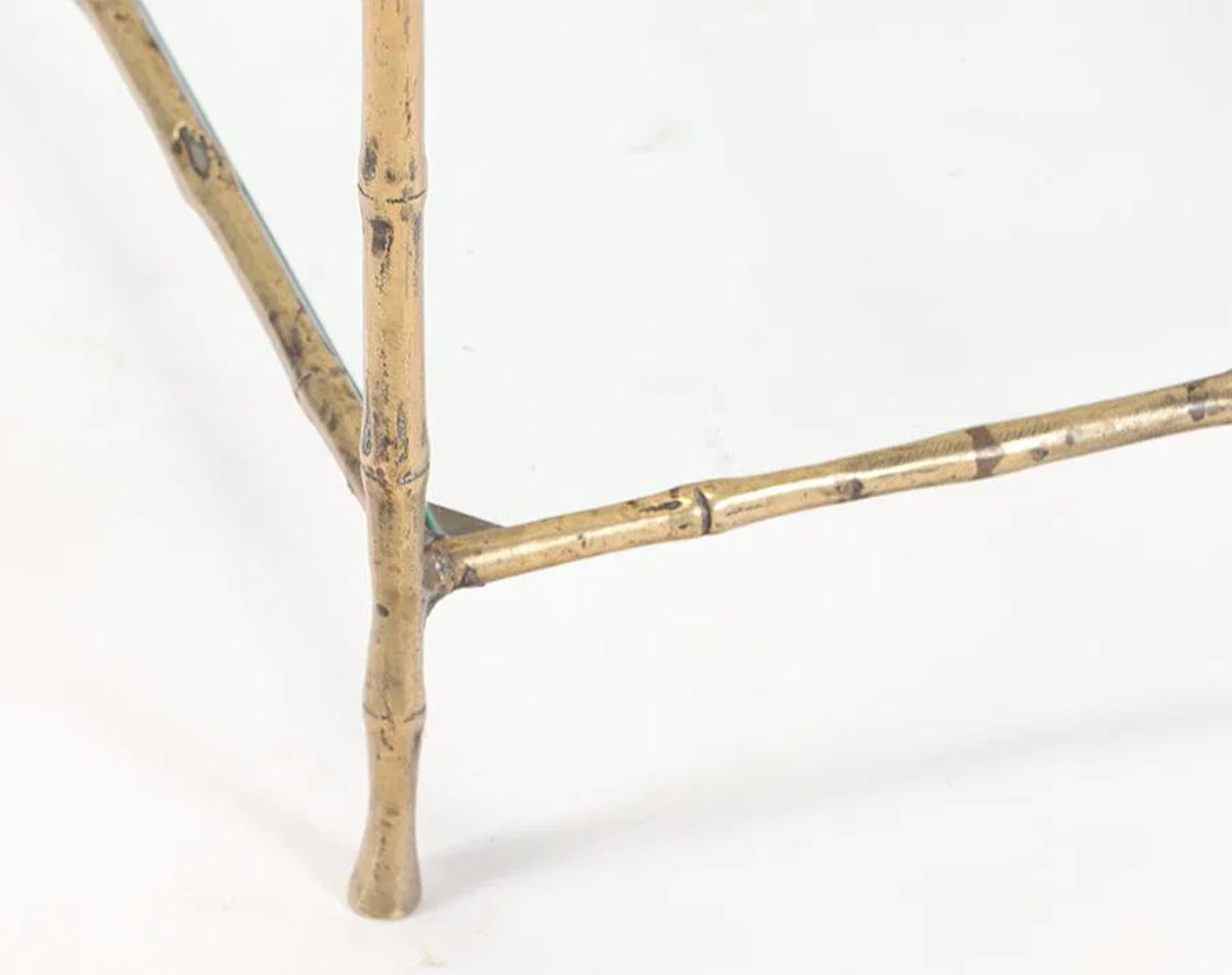 Bronze and Glass Faux Bamboo Manner Baguès Coffee Table In Good Condition For Sale In Atlanta, GA
