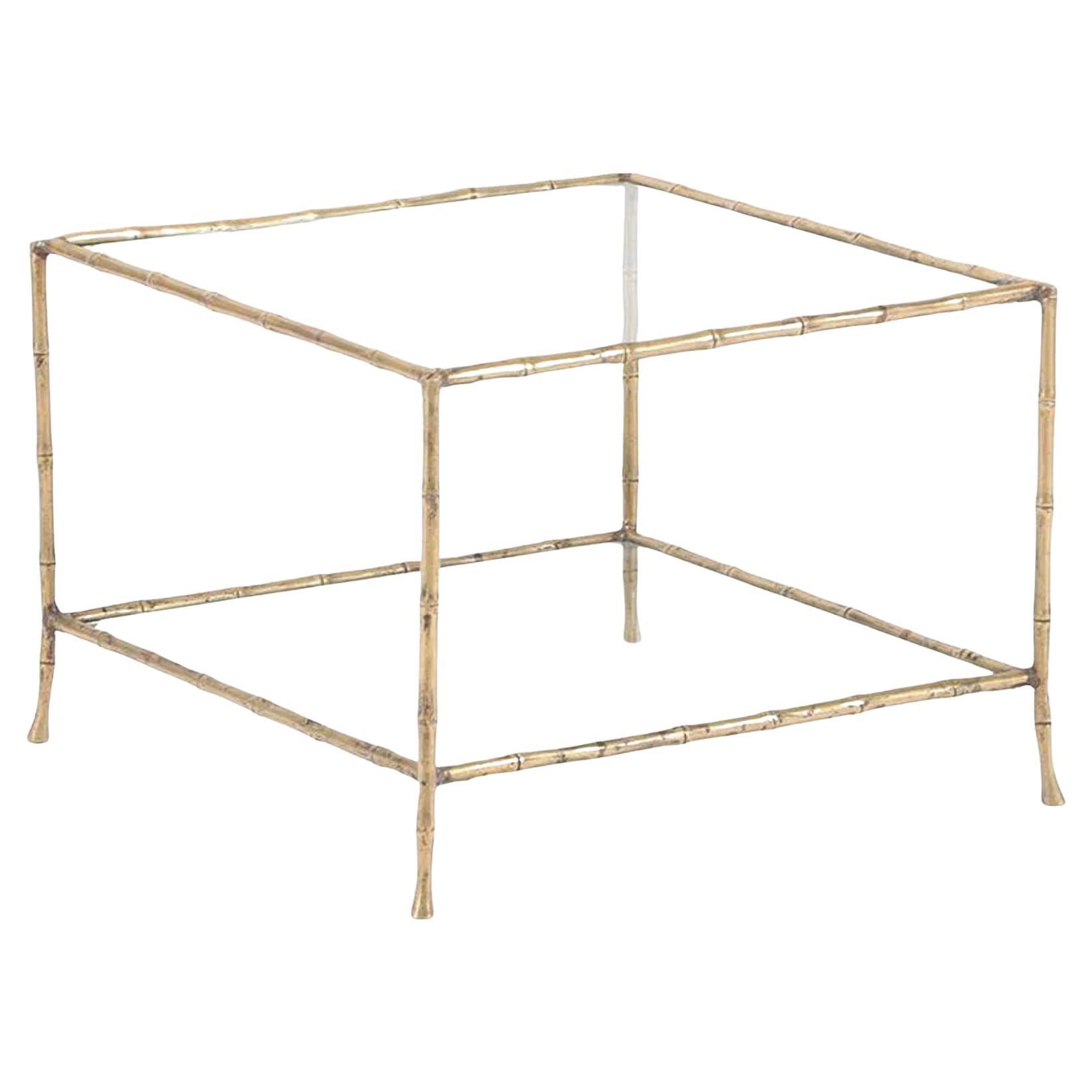Bronze and Glass Faux Bamboo Manner Baguès Coffee Table For Sale