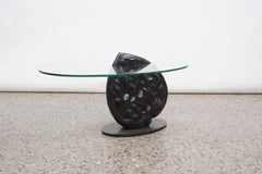 Bronze and Glass Limited Edition Organic Textured Heart Side Table