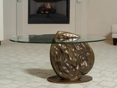 Tavolino con cuore organico in bronzo e vetro in edizione limitata French Brown