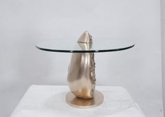 Bronze and Glass Limited Edition Organic Textured Heart Side Table Raw Bronze