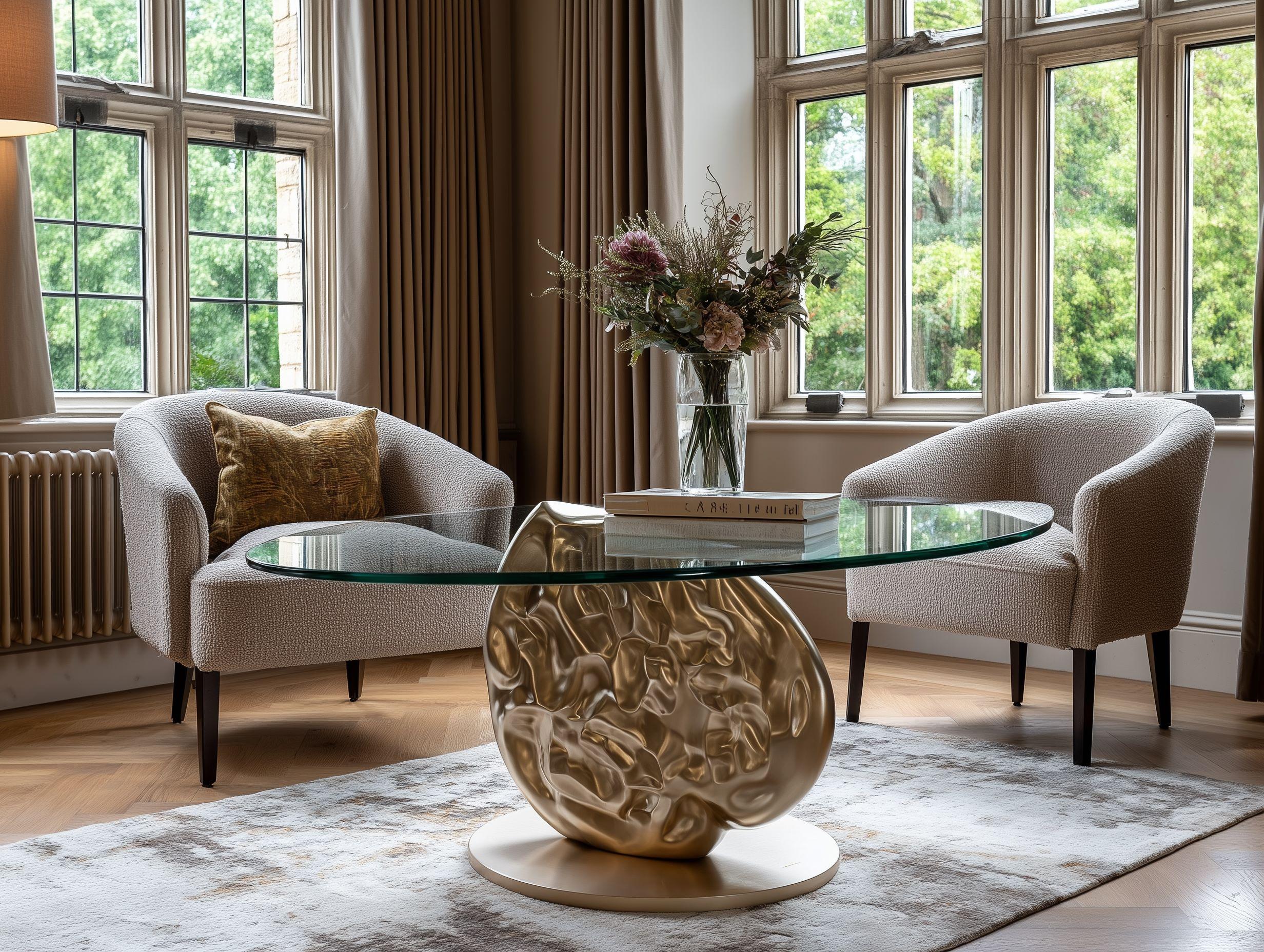 XXIe siècle et contemporain Table d'appoint en bronze et verre édition limitée Organic Textured Heart Raw Bronze en vente