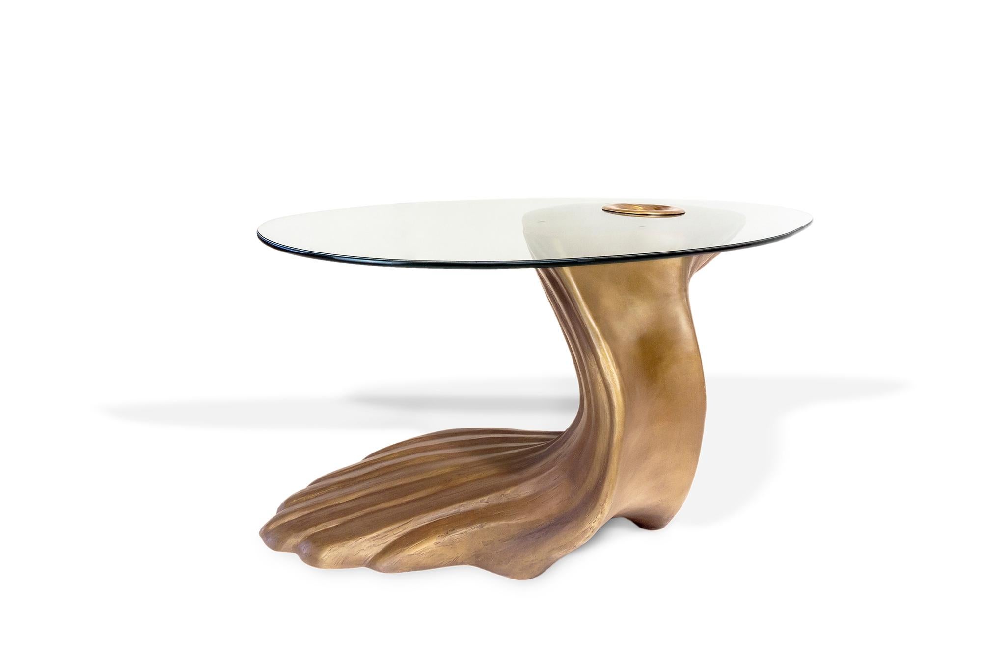 Américain Table basse Wave en bronze et verre, édition limitée en vente